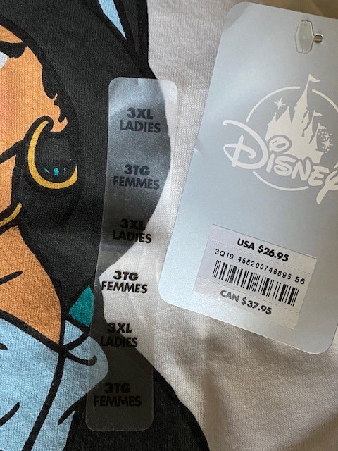Disney Aladdin Princess Jasmine White Ringer Tank Top Women’s Extended Size 3XL