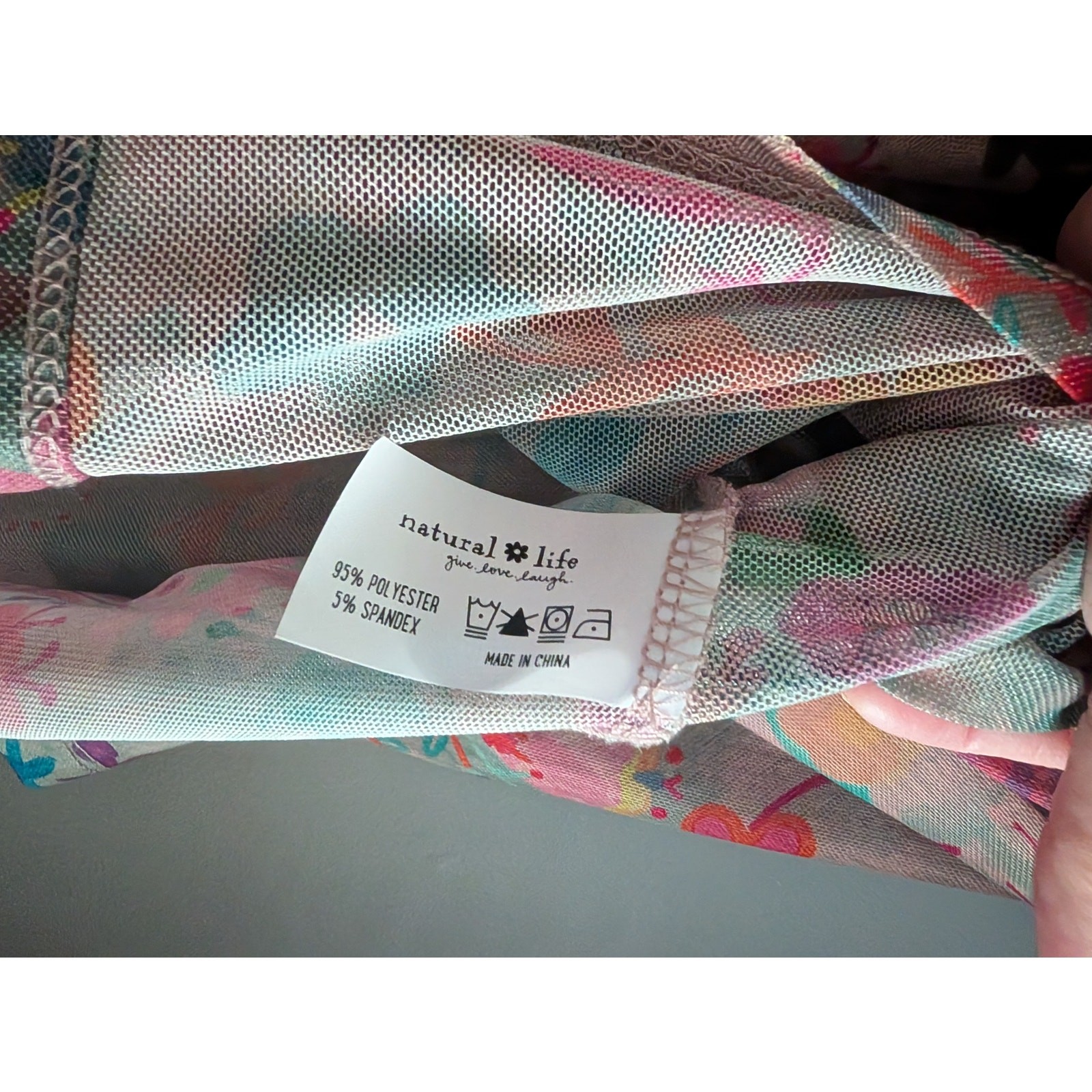 Natural Life Carina Floral Mesh Long Sleeve Top XL