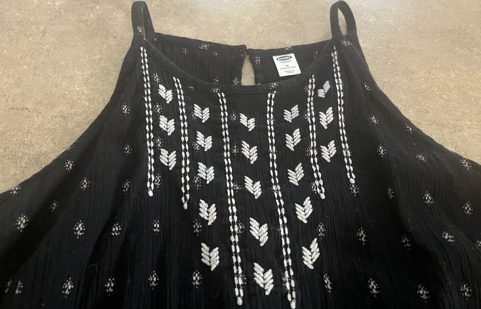 Old Navy Boho Tank Top – Plus Size 1X – Black Gauze – Semi Sheer – Relaxed Fit