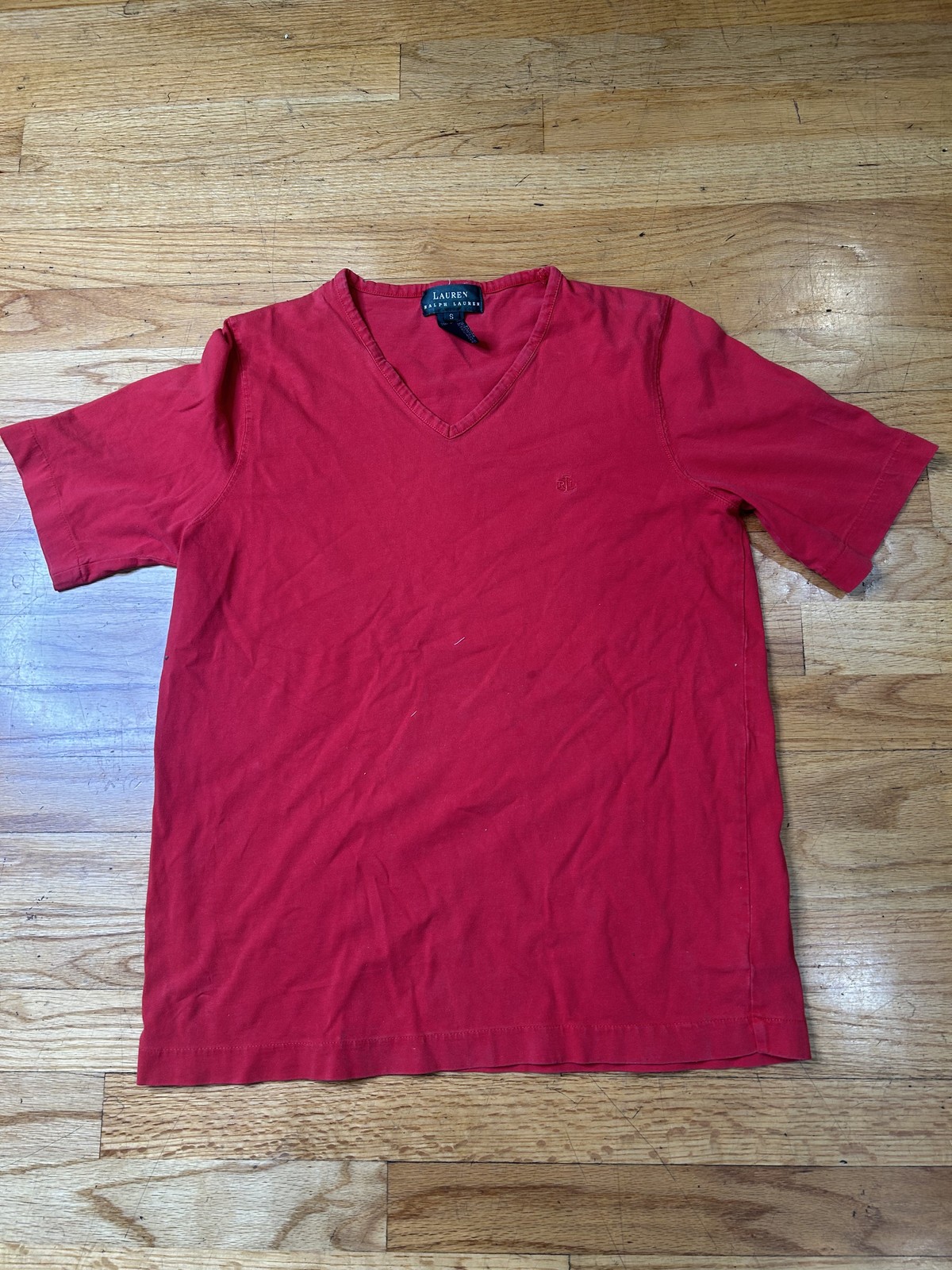 Lauren Ralph Lauren Women’s Red V-Neck Cotton Tee Size Small