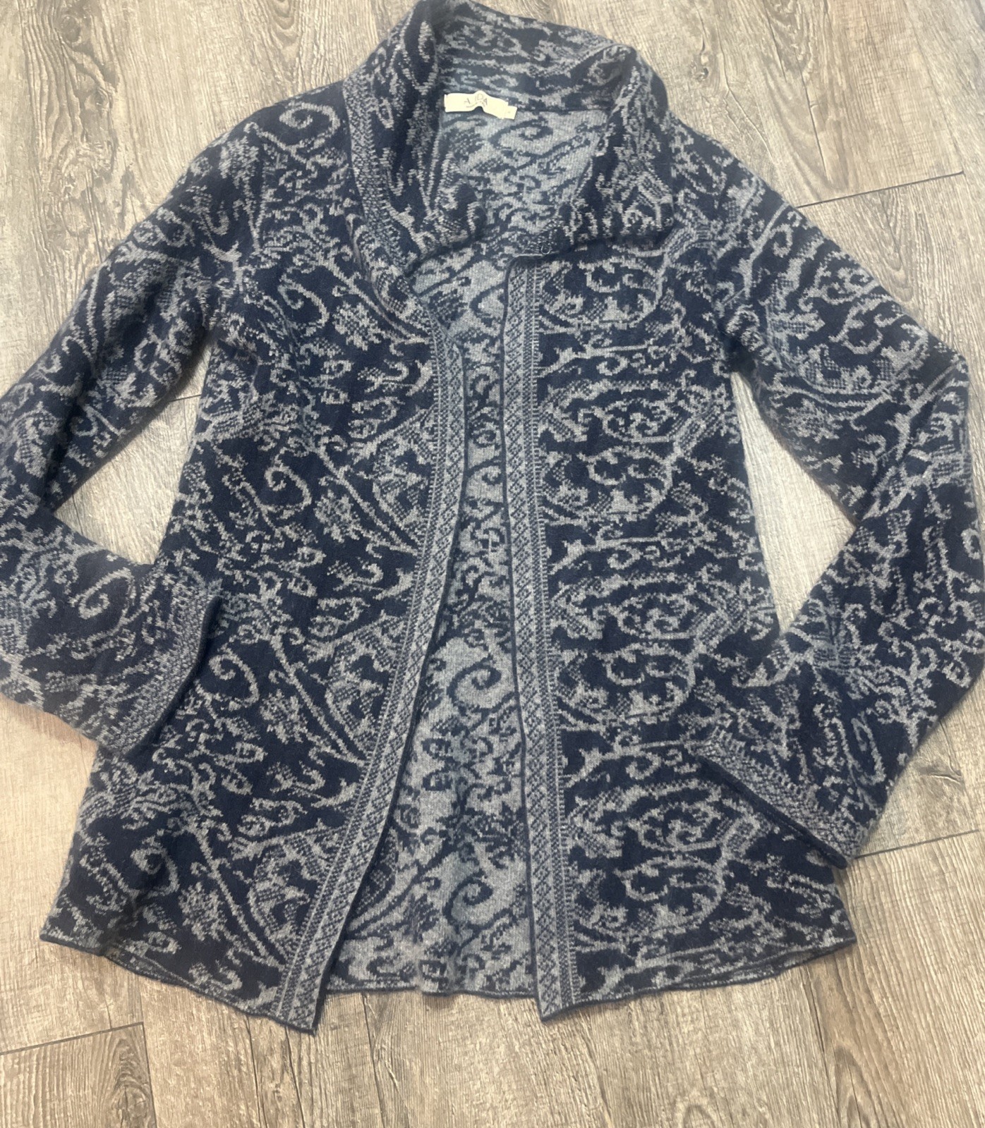 A. Ida Italy Open Front Sweater Cardigan Women Medium Tunic Wool Blend