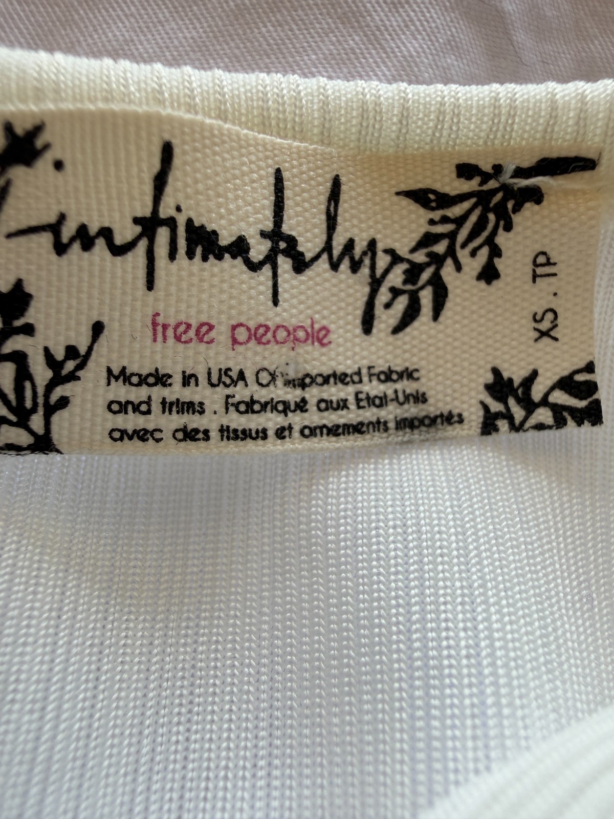 Intimately Free People Slinky Slink Racerback Tank Ivory color size XS casual