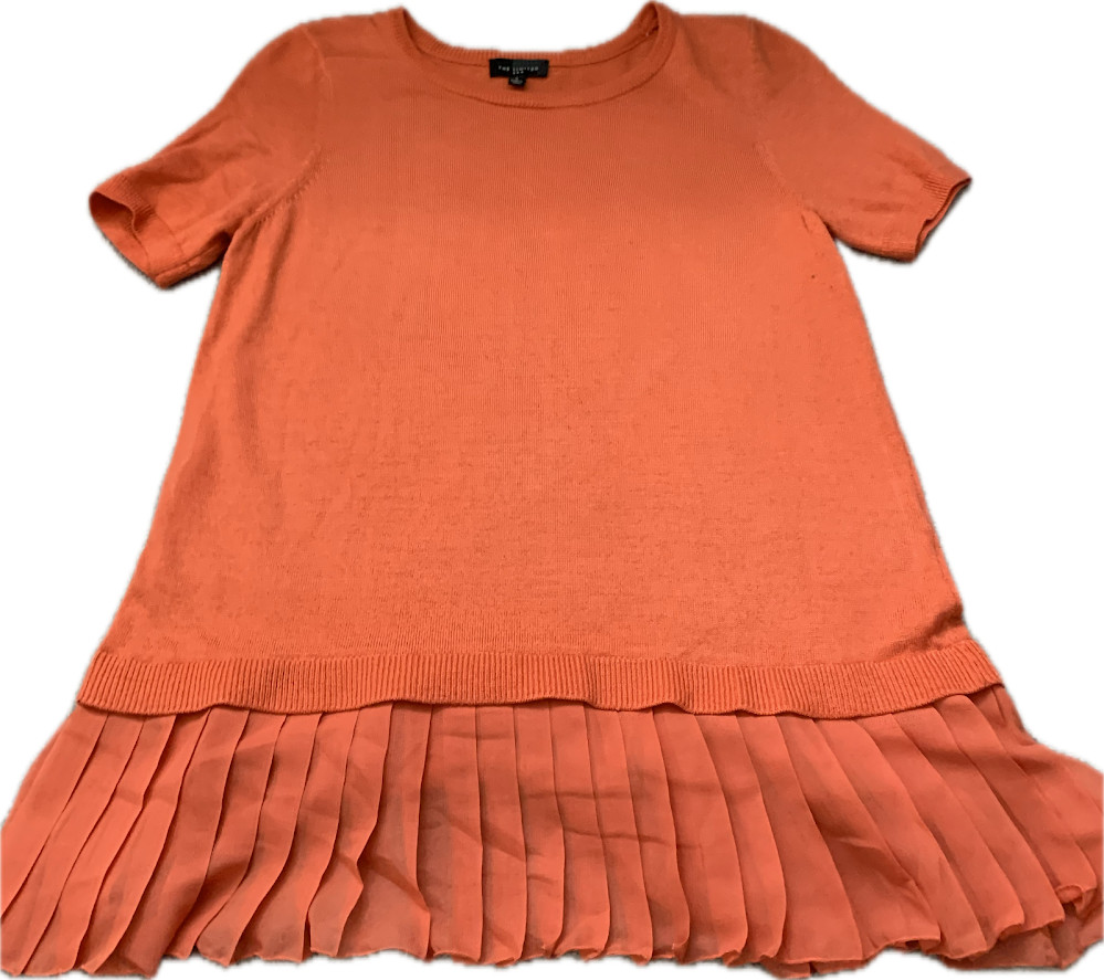The Limited Chiffon Hem Short Sleeve Sweater Top Coral Orange Small NWOT