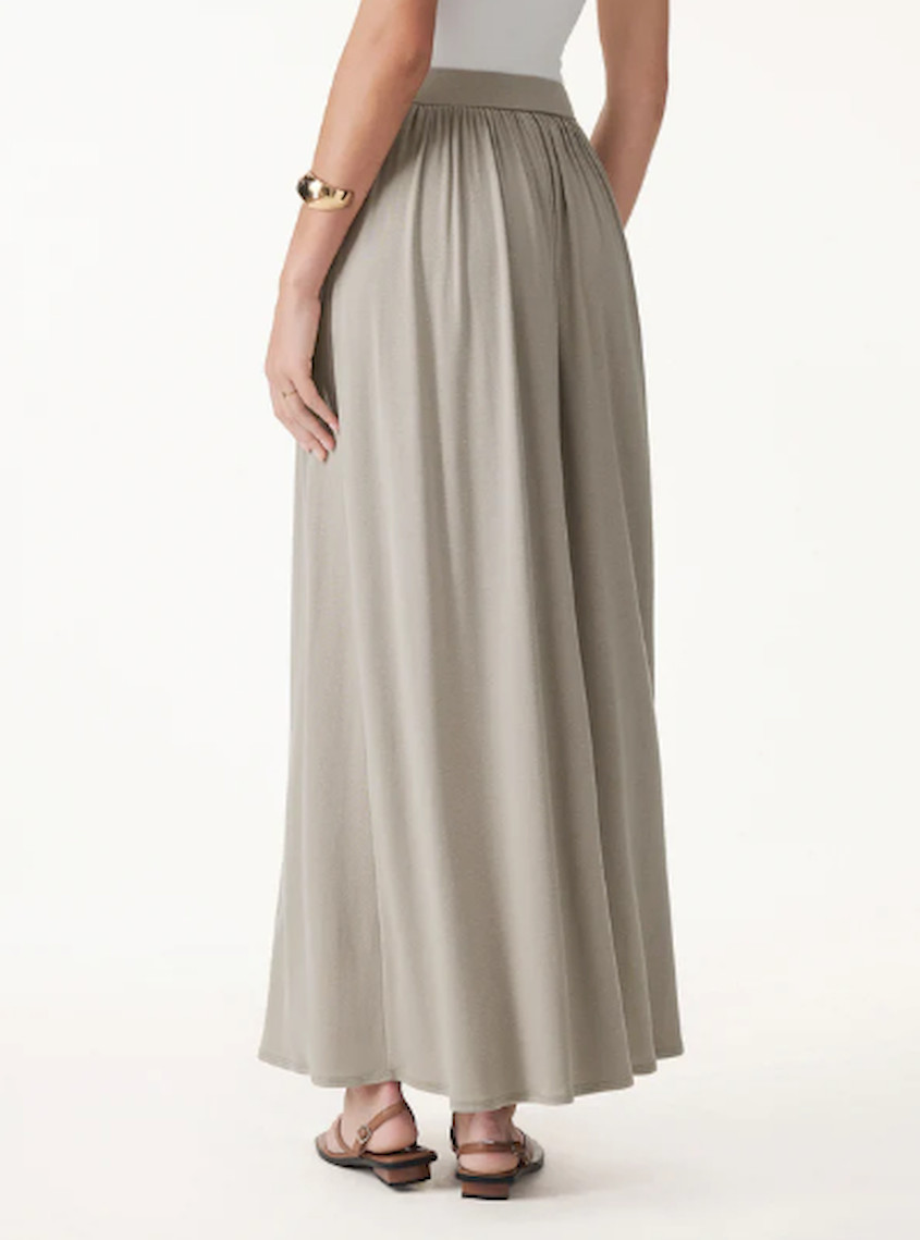 OGL 2Pcs Set Round Neck Top & A-Line Maxi Skirt