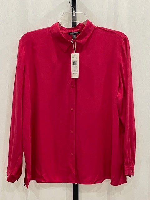 NWT! Eileen Fisher $278 L ‘Azalea’ Bright Pink 100% Silk Shrt Machine Wash