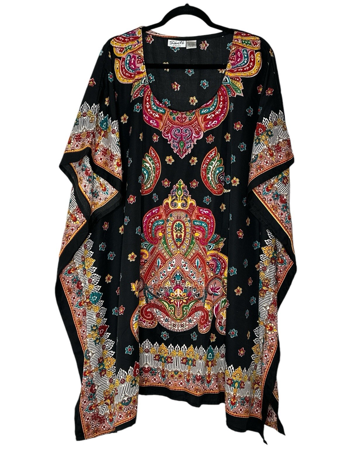 Sante Classics Kaftan Poncho Top Women OS Beachy Coastal Colorful Bohemian Boho