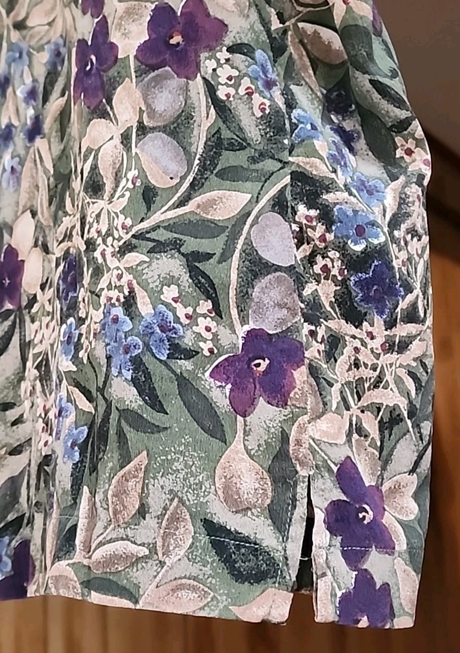 Quo Silk Petite XL Womens Shirt Sleeve Floral Shirt