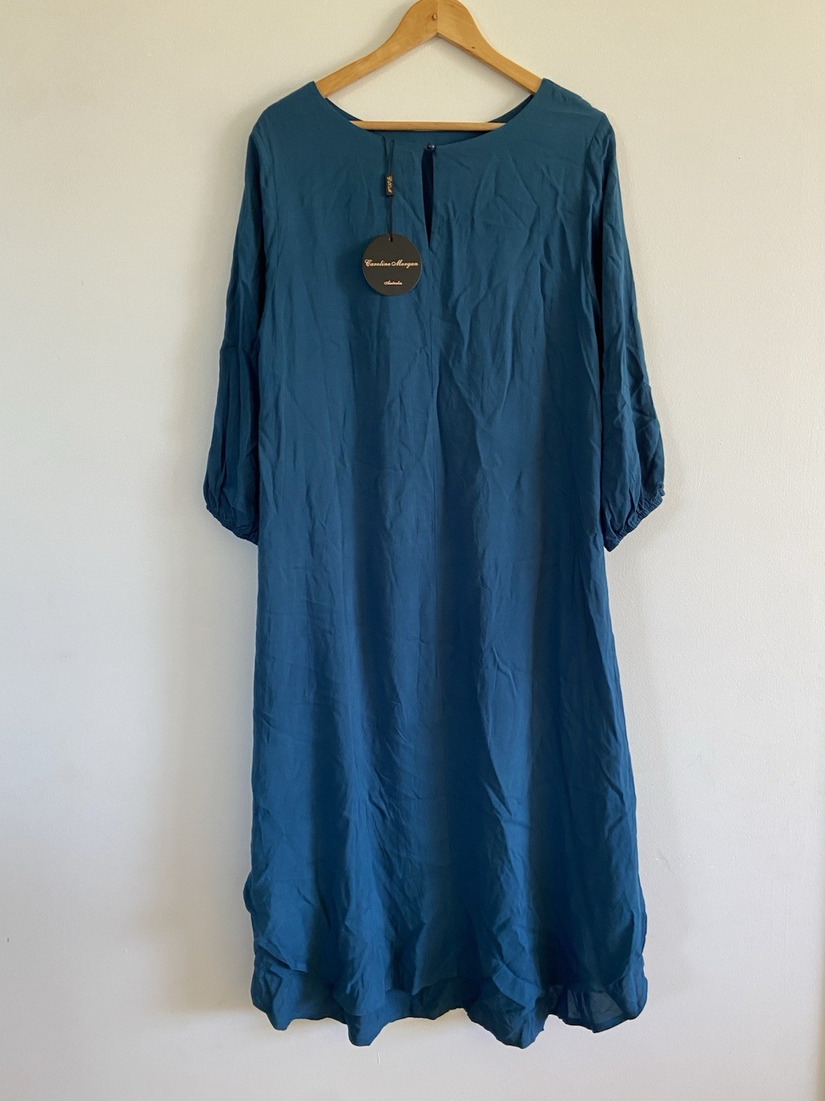 Caroline Morgan top Size AU 14 / US 10 high/low asymmetrical Blouse Teal BNWT