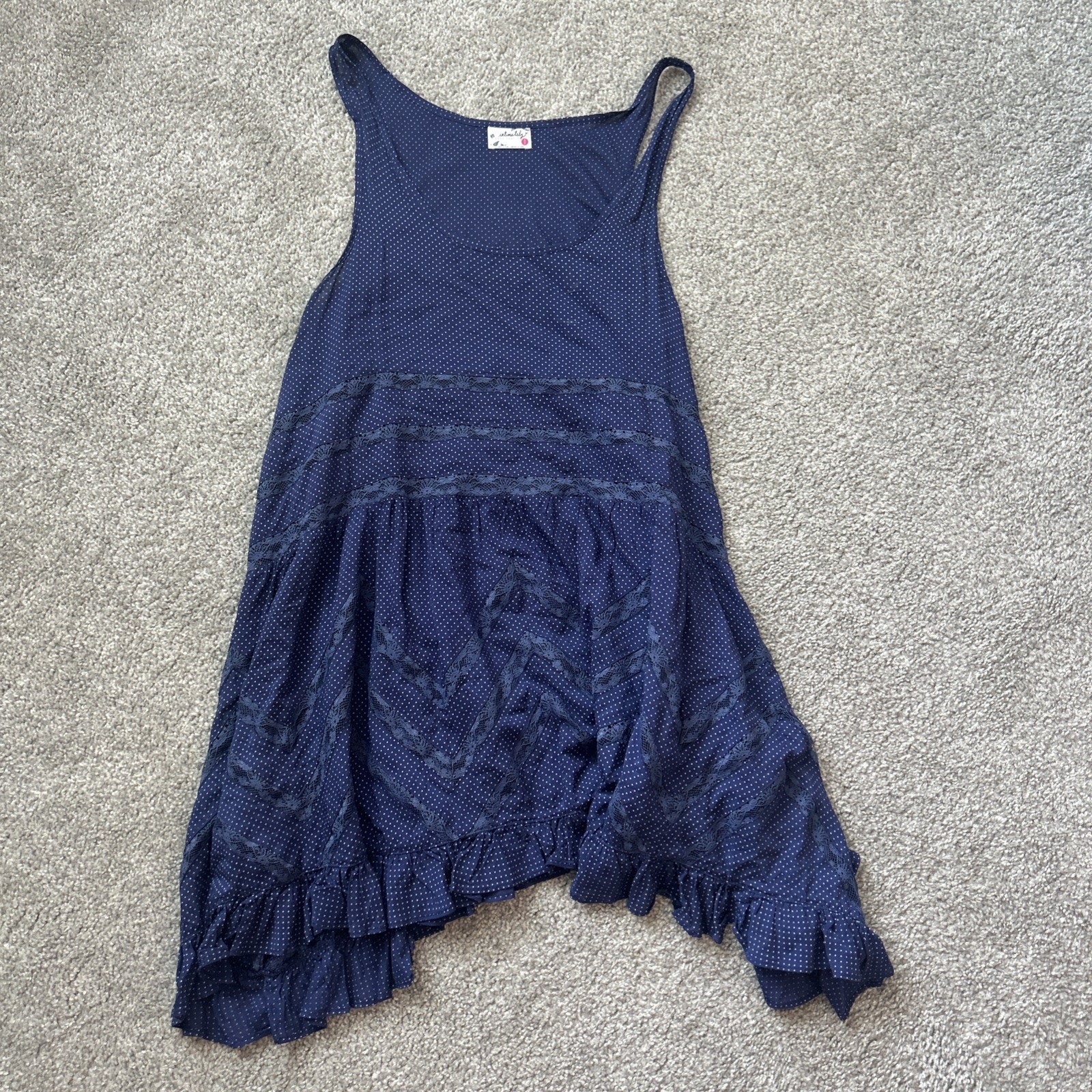 Free People Top Women’s Blue Polka Dot Sheer Intimately Tank Size Small