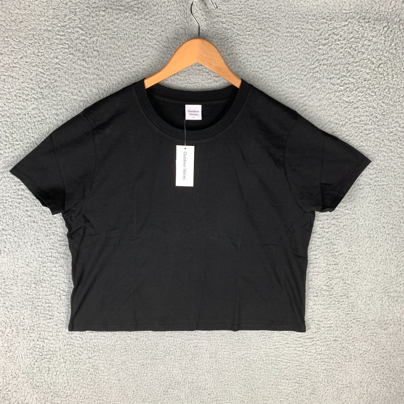 NWT Outdoor Voices Everyday T-Shirt Womens XL Black Organic Cotton Crop Boxy NEW