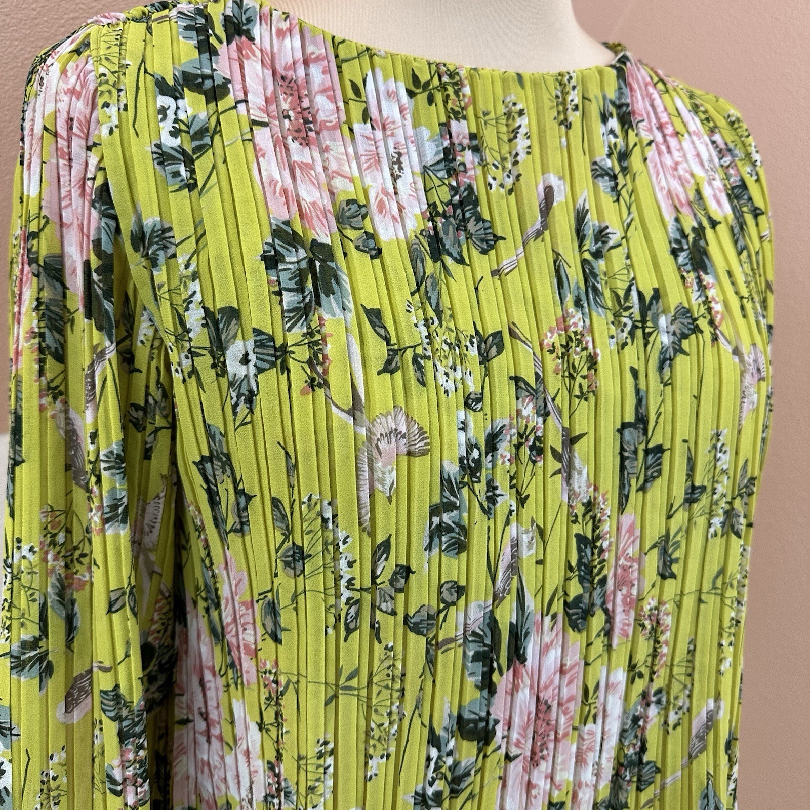 RD + Koko (Anthropologie) Pleated Floral Blouse Womens S Boho Bohemian Pleated