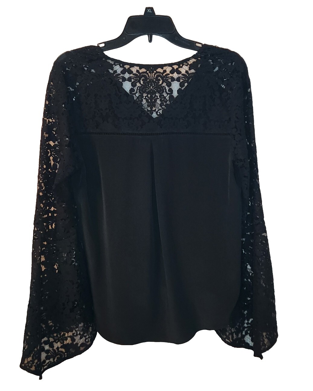 Bailey 44 Black Faux Wrap Long Lace Bell Sleeves Size Small Hi-Low