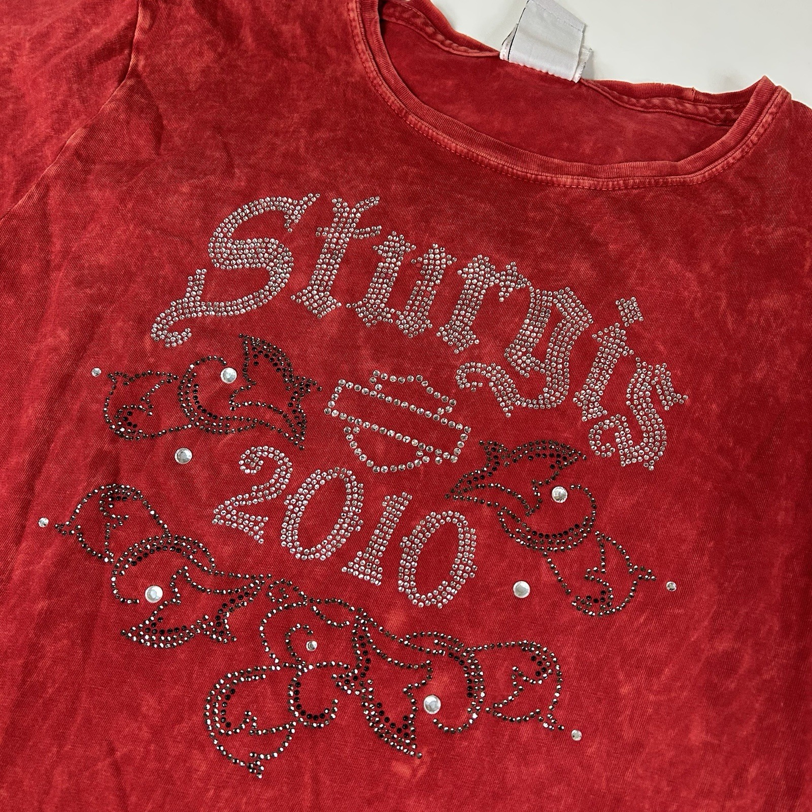 Y2K Harley Davidson Women’s Size Large Short Sleeve Shirt Sturgis 2010 Red #3987