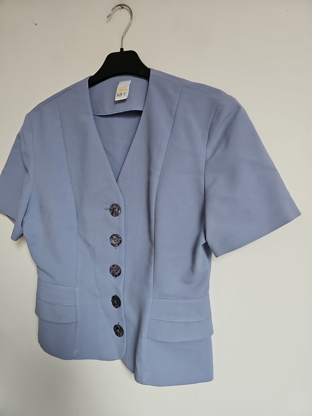 Vintage 90s Etam Blouse Duck Egg Blue Structured Size 12 Retro