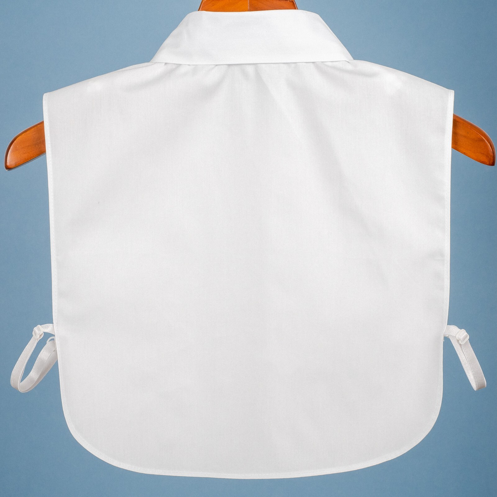 White Long Pointed Flat Dickey Collar False Faux Cotton Half Shirt Blouse Button