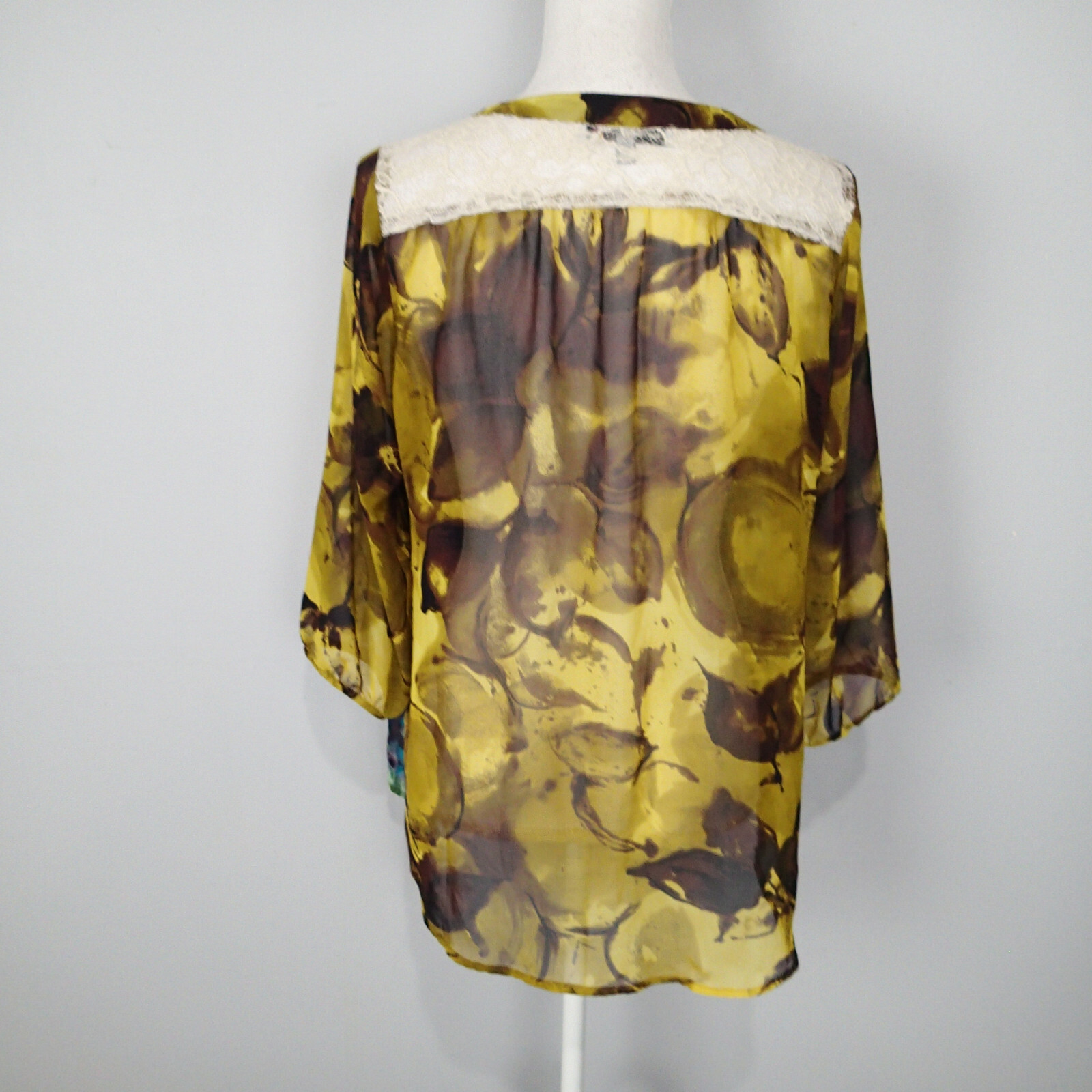 Figueroa & Flower Sz m Tunic Boho Peasant Multicolor Semi-sheer button down