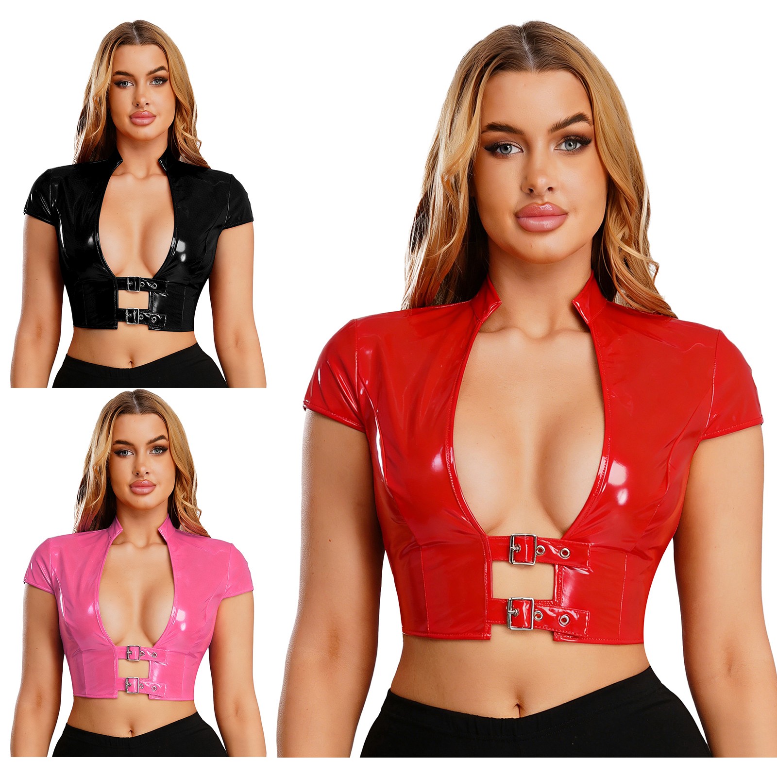 Women Top Adult Bustier Latex Vest Underwire Clubwear Adjustable Glossy Stage