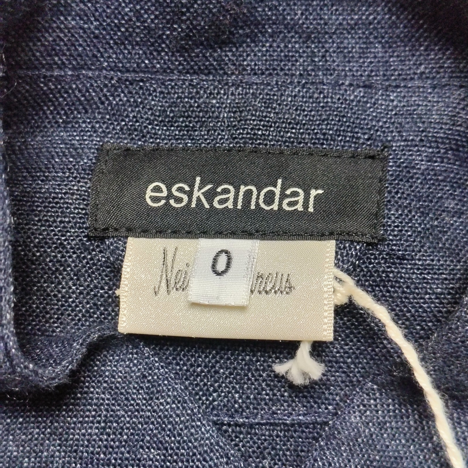 Vintage ESKANDAR Shirt Jacket Women 0 Blue Mandarin Collar Button Linen Shacket
