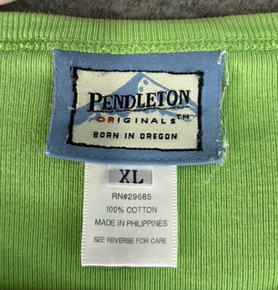 Pendleton Lime Green T-shirt XL 100% Cotton Machine Wash Bright Colorful Cool