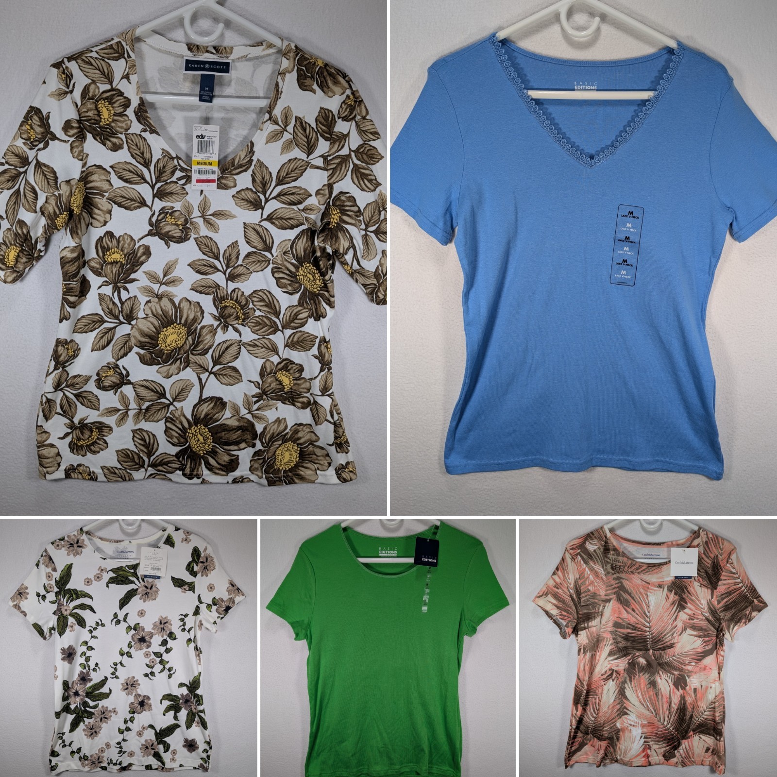 Lot Of 5 Women’s Short Sleeve Tops & Blouses Size Medium Various Brands Lot 872