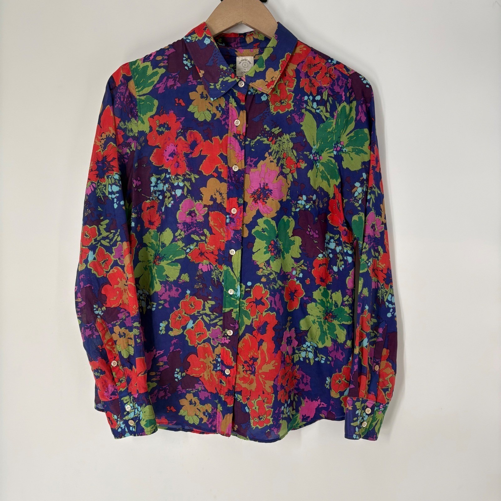 J.Crew The Perfect Shirt Womens 8 Floral Cotton Silk Button Up Top Preppy