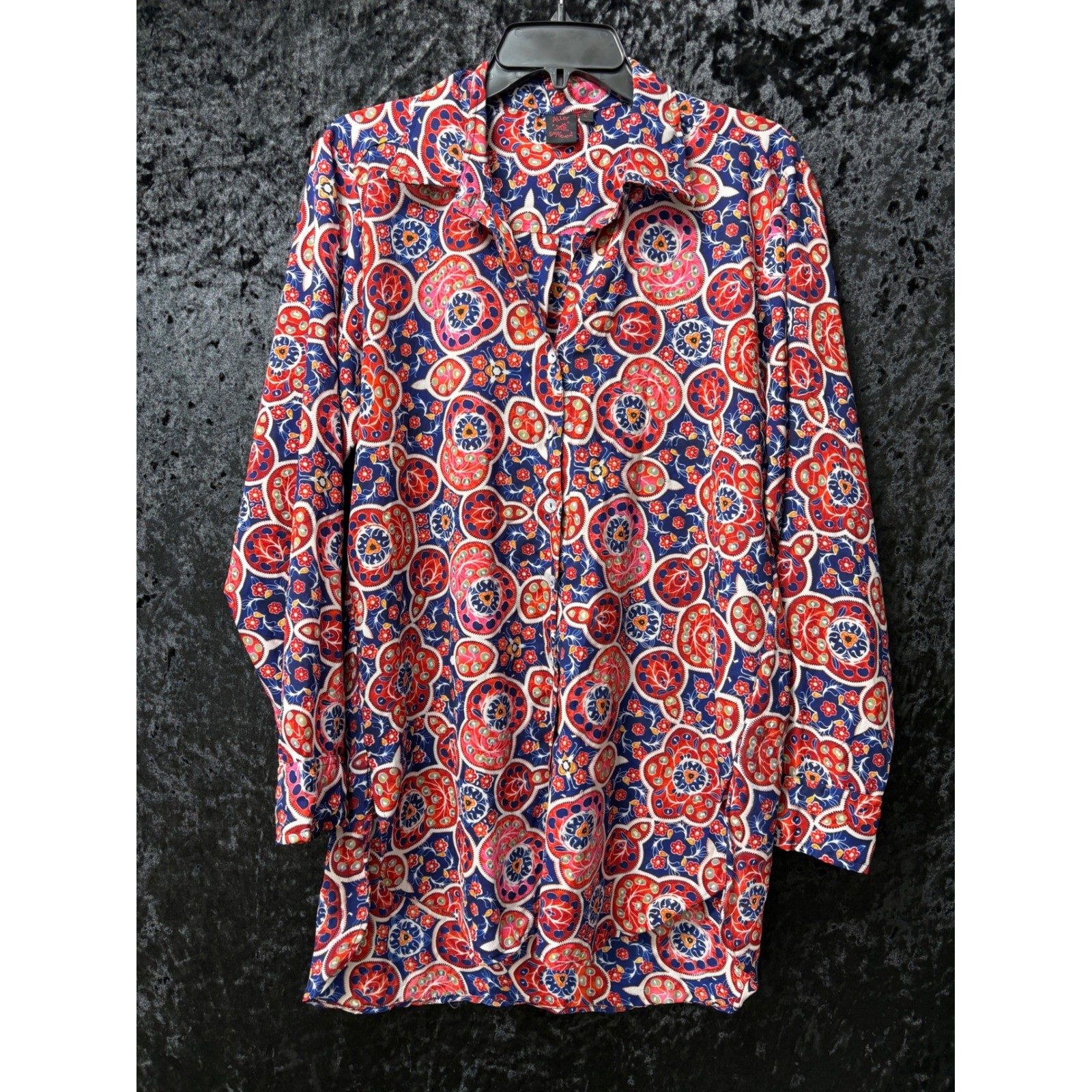 Aller Simplement Button Up Top Womens L Boho Hippie Festival Long Sleeve Shirt