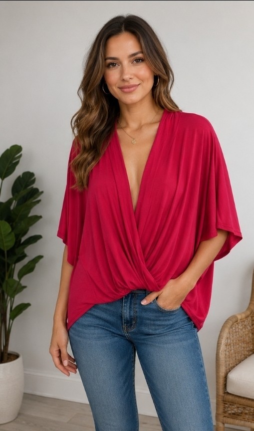 NWT Trina Turk Concourse Faux Wrap Top Size XS/Small Pink Coral T60 Excellent