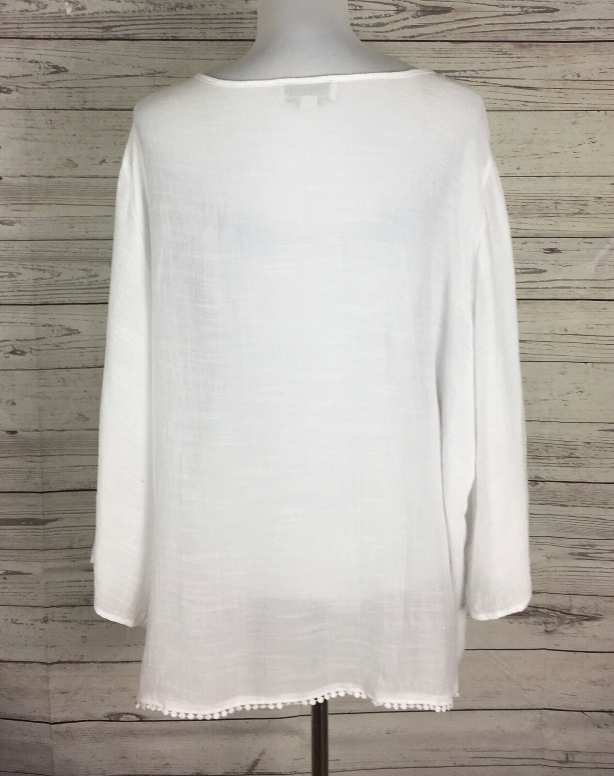 Carolyn Taylor Woman White Bell Sleeve Lace Tunic Peasant Top Plus Size 1X