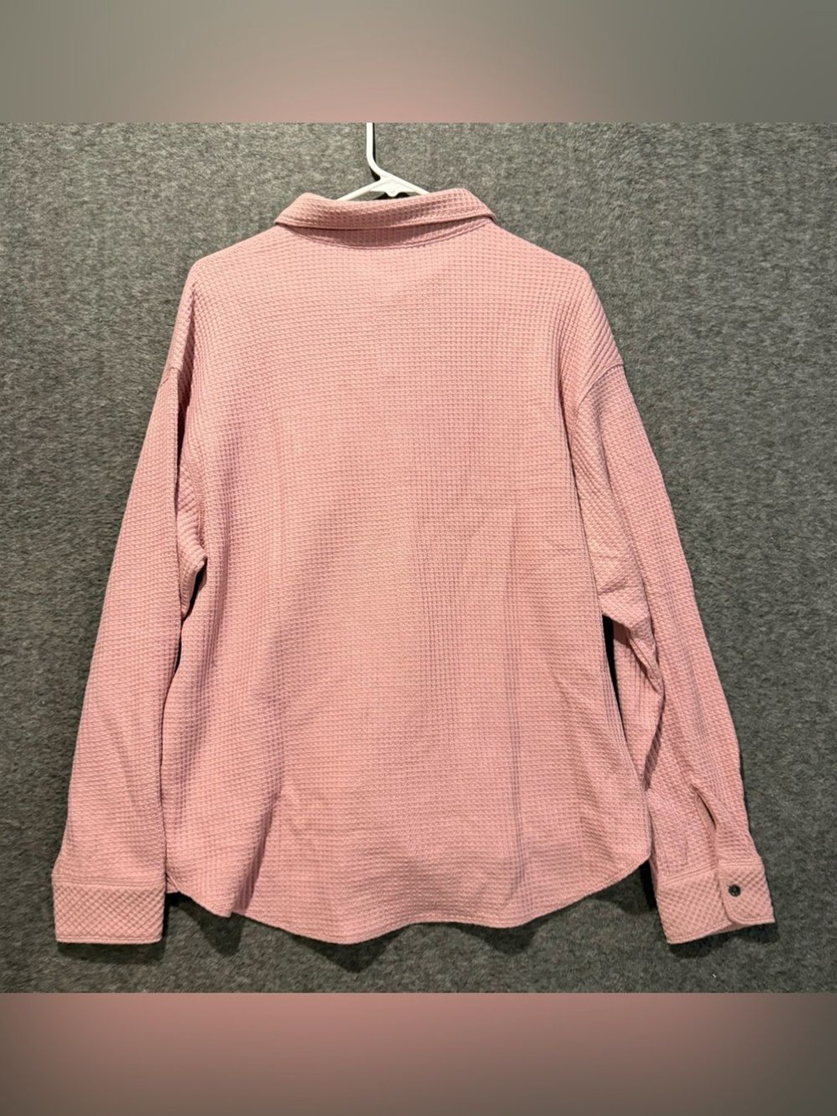 Buffalo Waffle Knit Shirt Womens M Pink Soft Button Up Textured Comfy Casual NWT