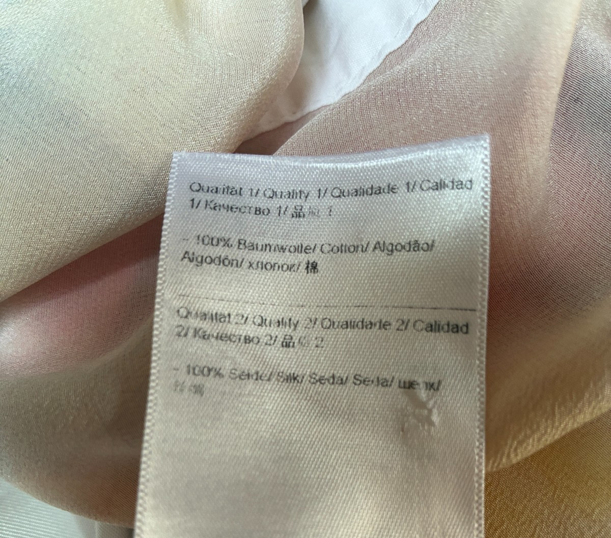 ESCADA COTTON SILK BLOUSE IN WHITE FLORAL PRINT AT FRONT IN WATERCOLOR 44 14