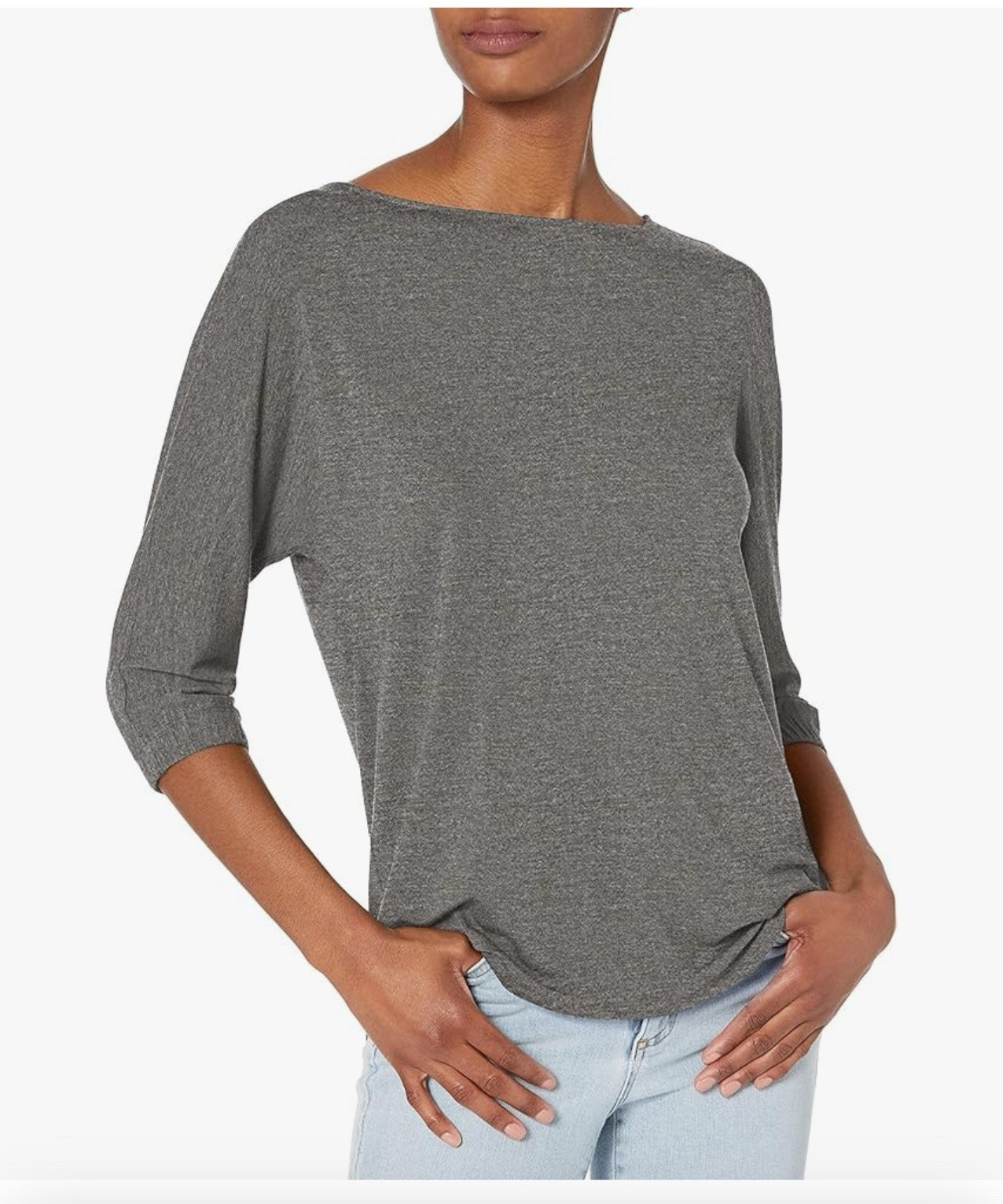 Daily Ritual Women’s Jersey Oversized Bunch-Sleeve Gray Top Size 2XL