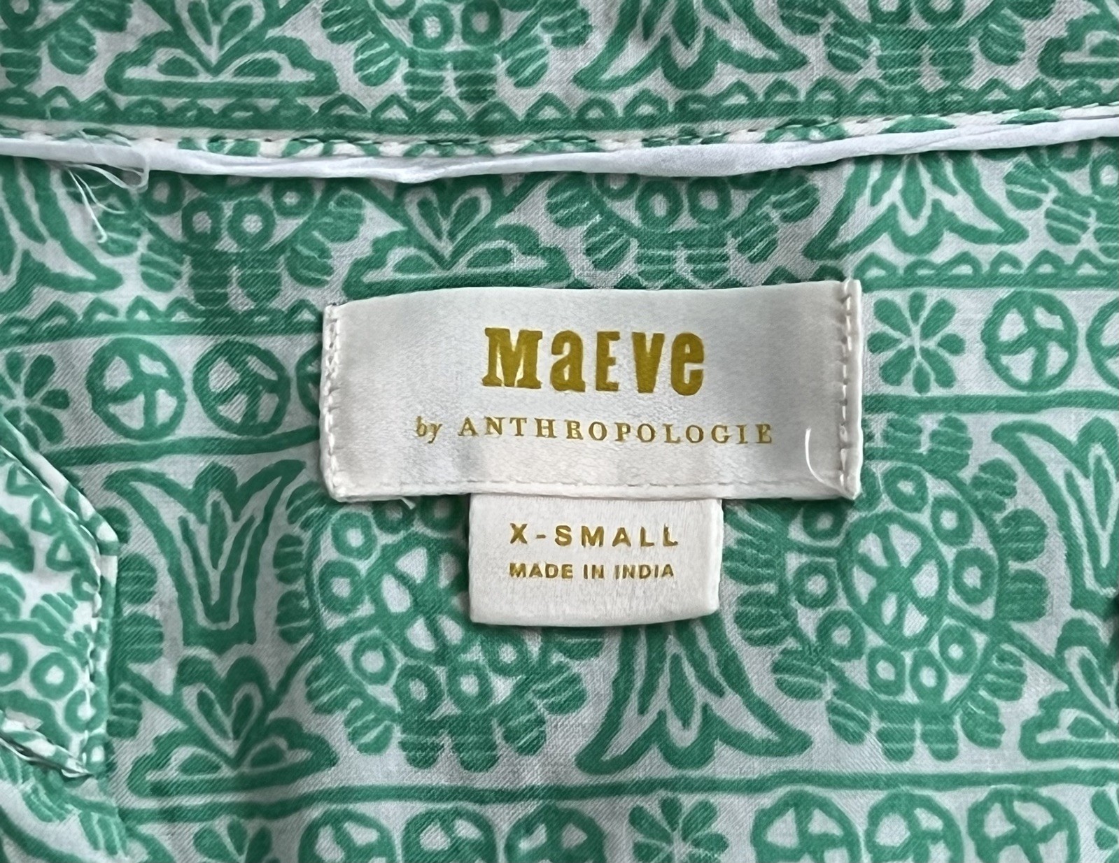 Anthropologie Maeve Petunia Pintuck Sleeveless Tunic Top In Green/White Size XS