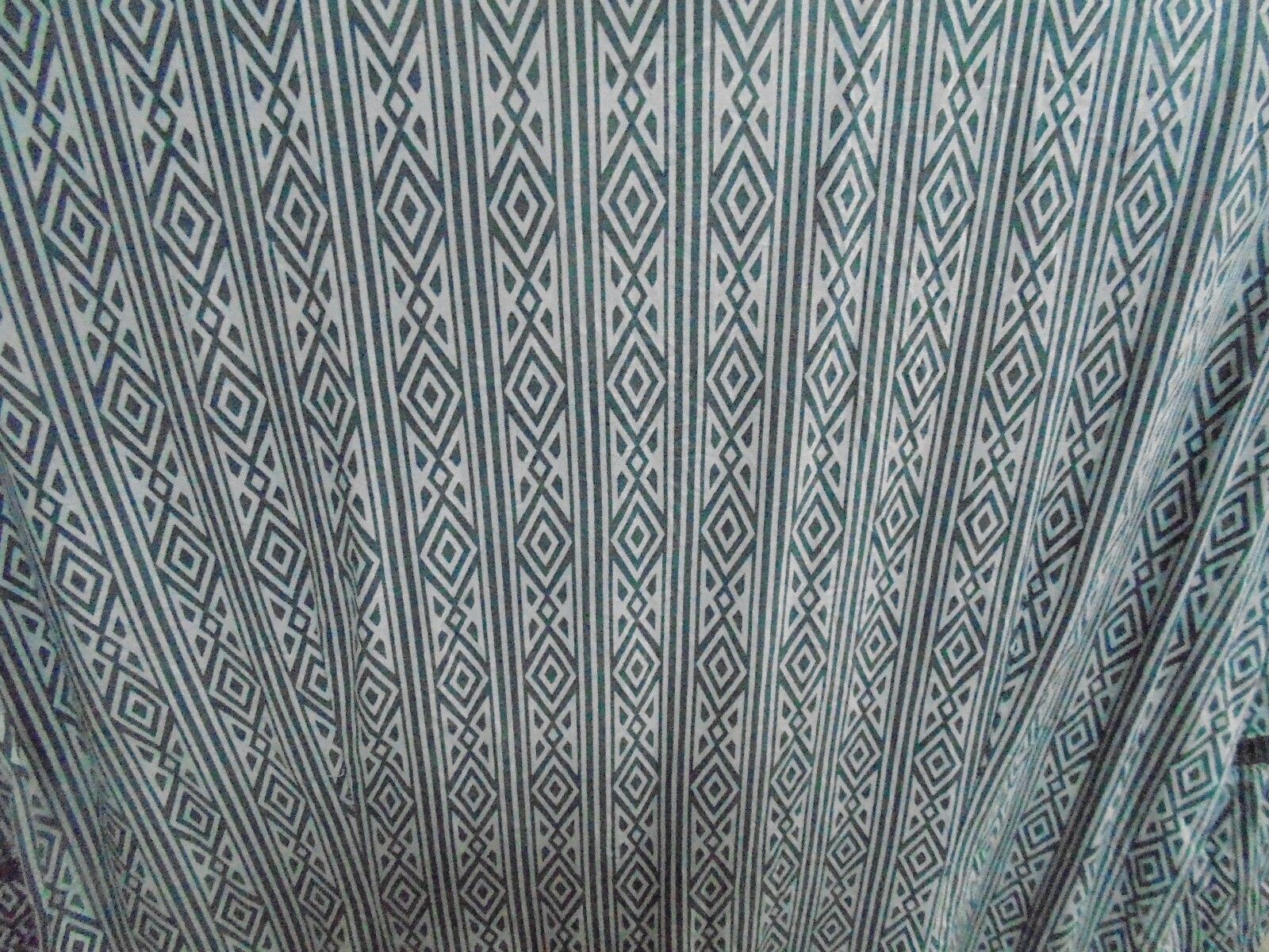 Panhandle Slim Blue Southwestern Pattern Boho Peasant Blouse size L Tassel
