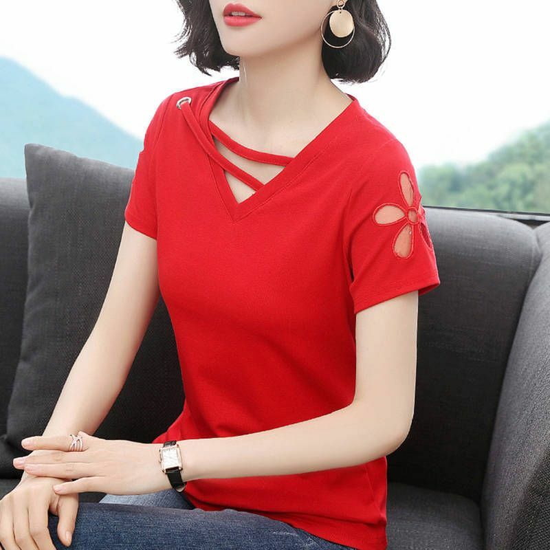 Camiseta De Mujer Camisas Moda Blusa Elegante Casual Manga Corta Nueva Camisa To