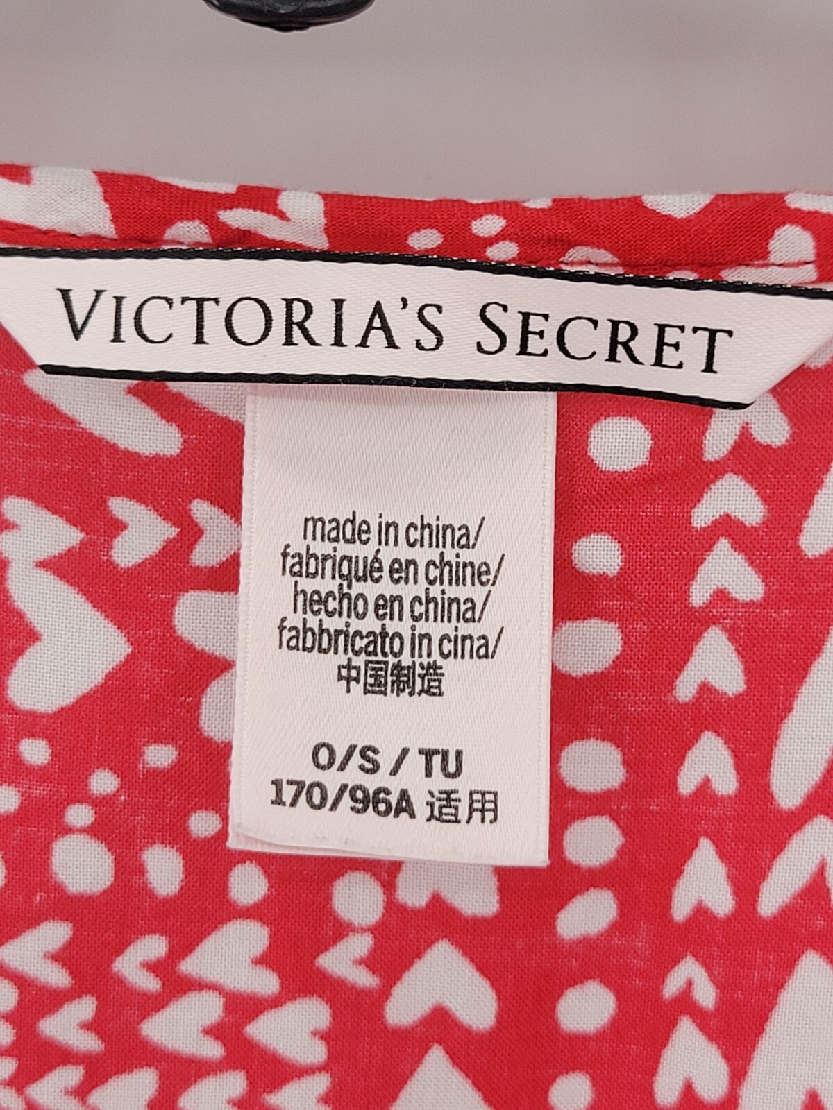 Victorias Secret Kimono Top Womens One Size Red Heart Print Tie Waist Robe