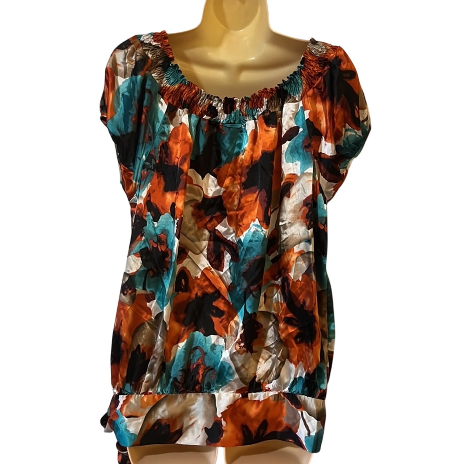 SF Simply French Size M Satin Multicolor Print Blouse Blouson Woman Y2K