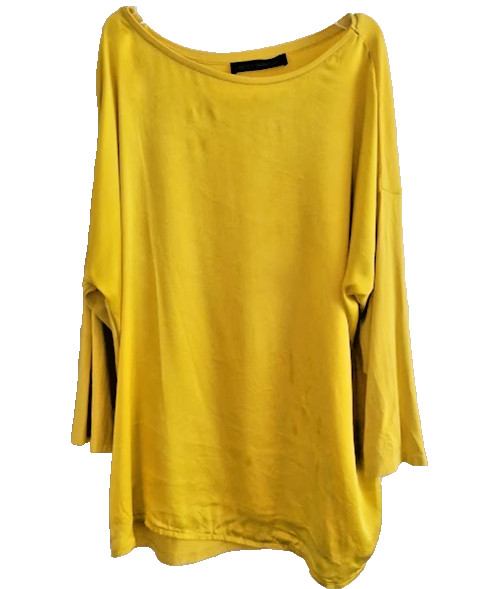 Betty Barclay Top Yellow Viscose Stretch 3/4 Sleeve UK 12