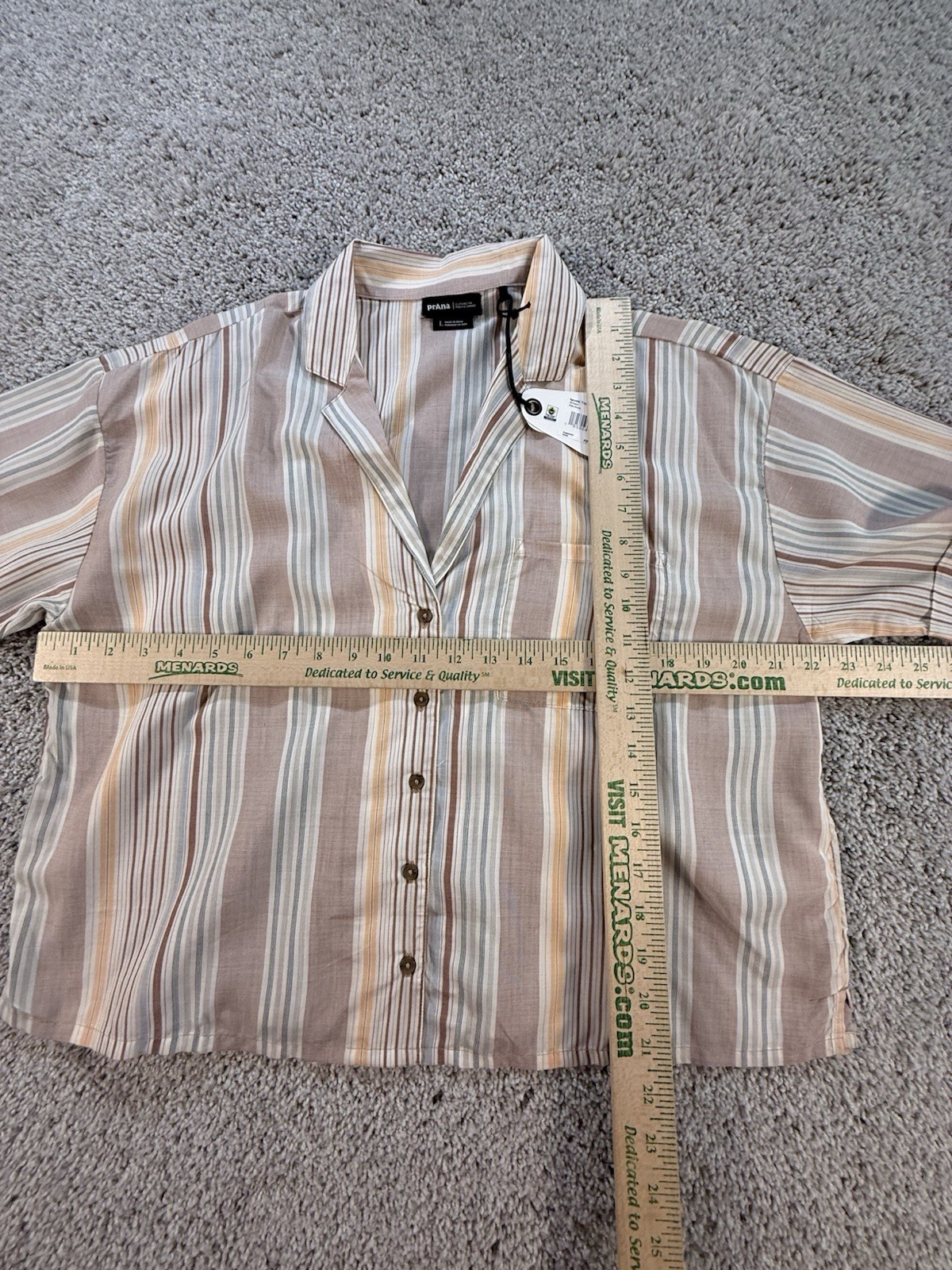 NWT Prana Women’s Iguala Top Size Small Striped Cropped Mauve and Beige