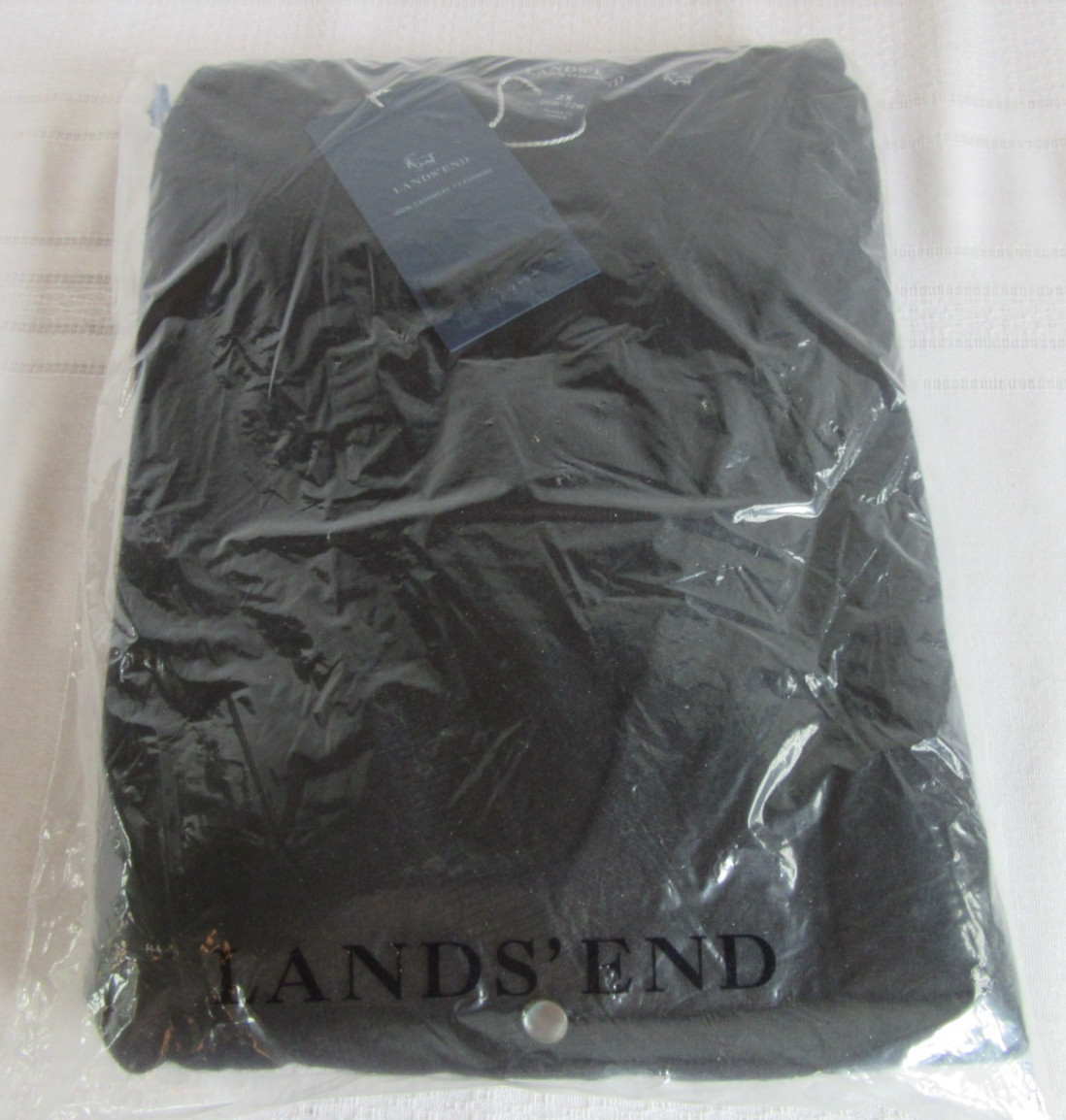Lands’ End 100% Cashmere Classic Long Sleeve V-Neck Cardigan Black Size 2-X NEW!