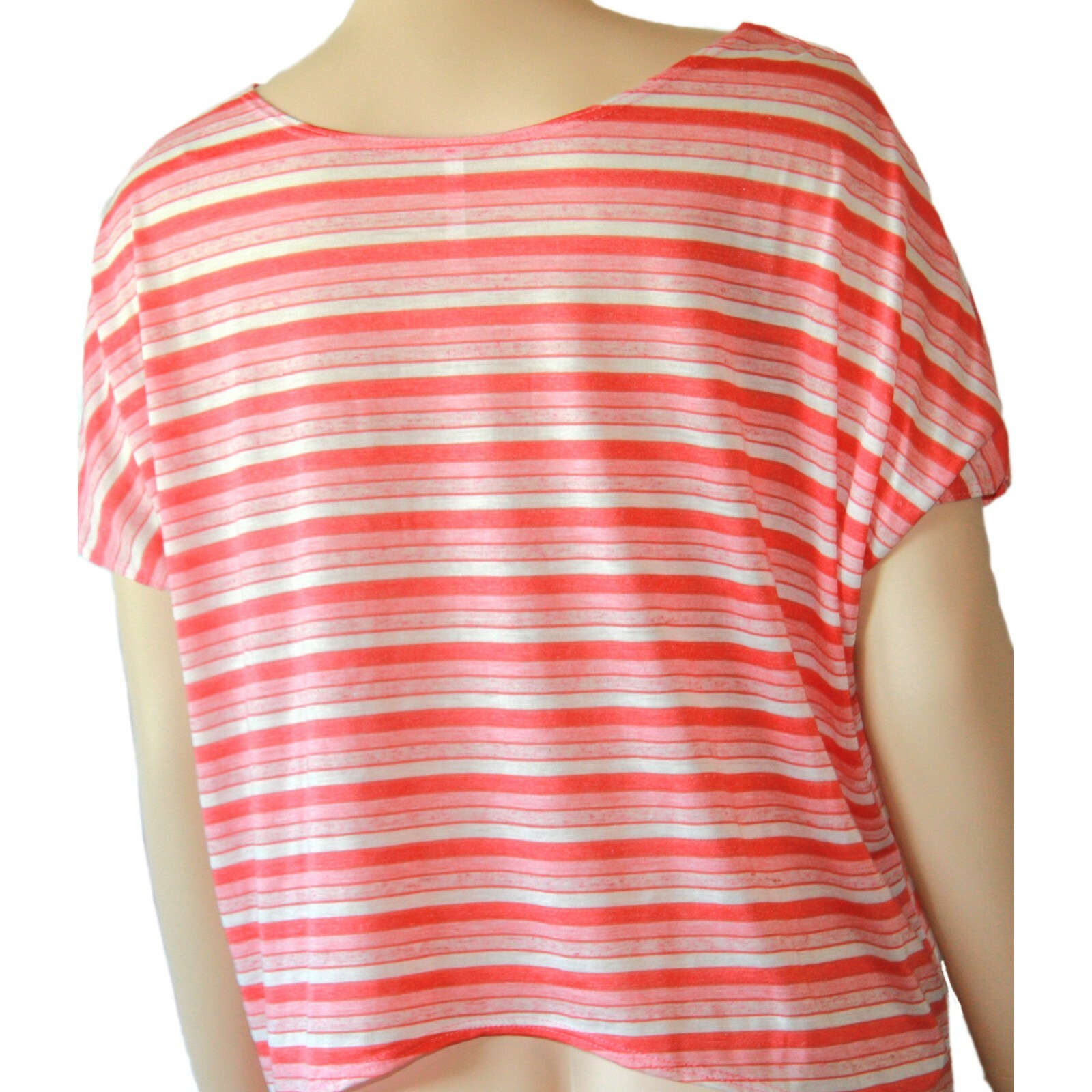 Fuego Too Short drape Sleeve Top T-shirt Stripes Sharkbite Hem L