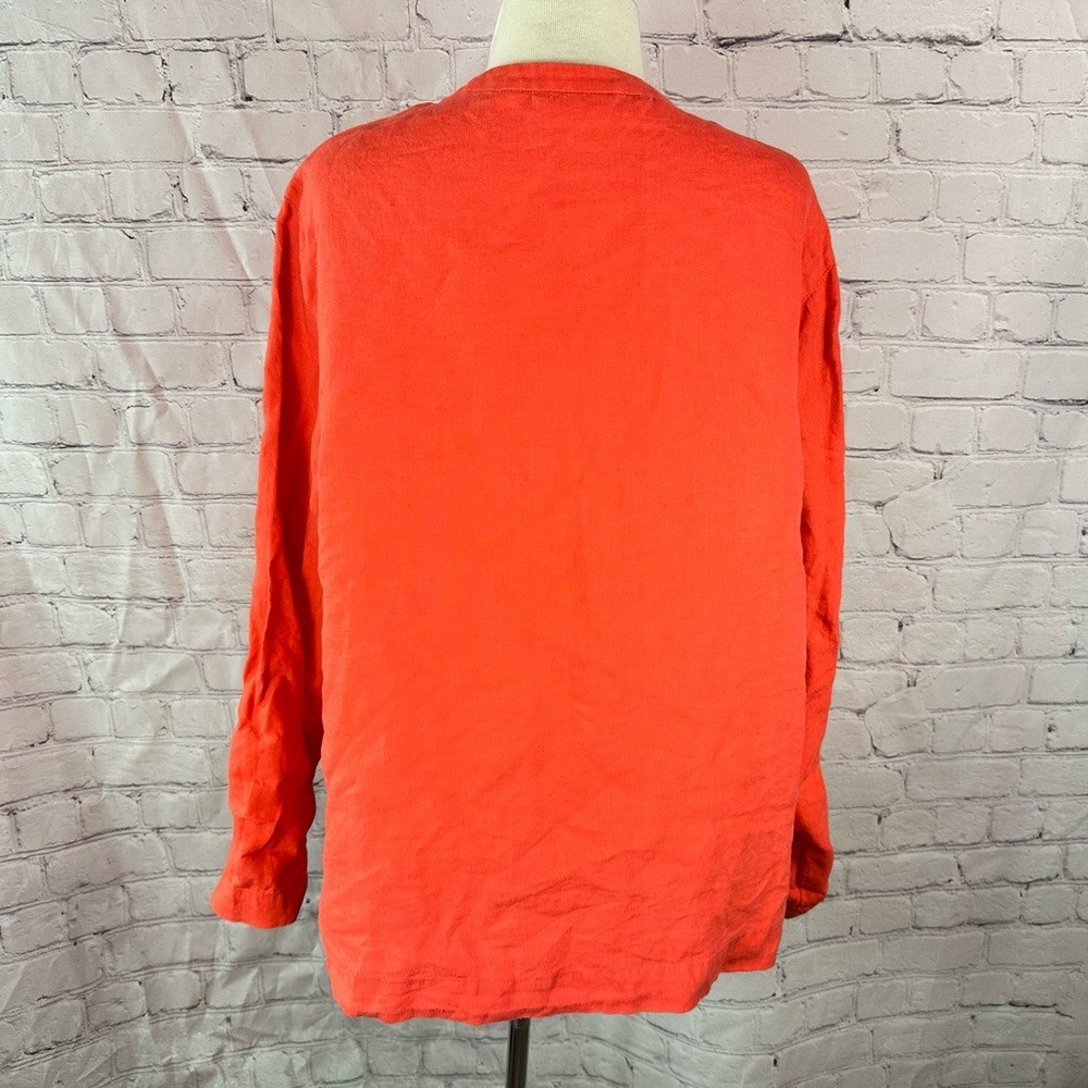 Liz Claiborne liz sports womens XL bright coral linen button up Jacket classic