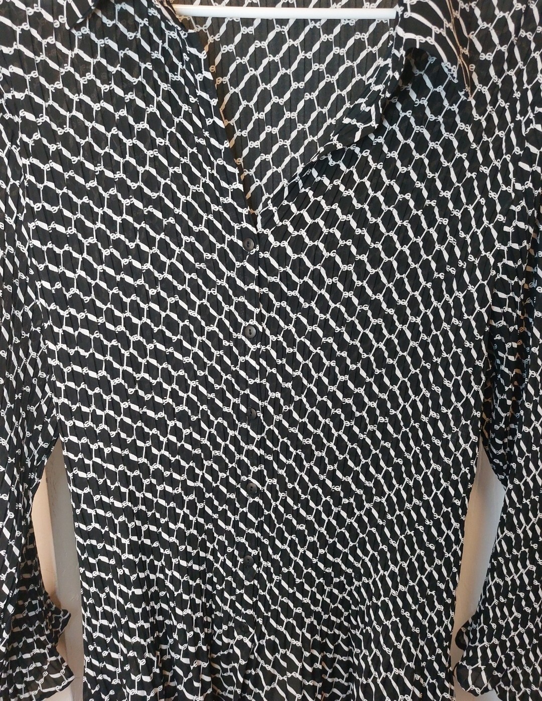 Sunny Taylor Crinkle Button Up Size 2X Blouse Preppy Office Career Top Glam