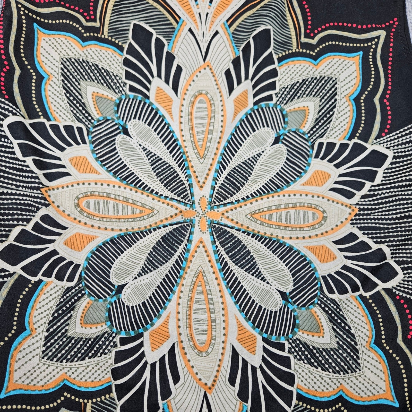 Allen B by Allen Schwartz Med Black Mandala Print Sleeveless Blouse Boho