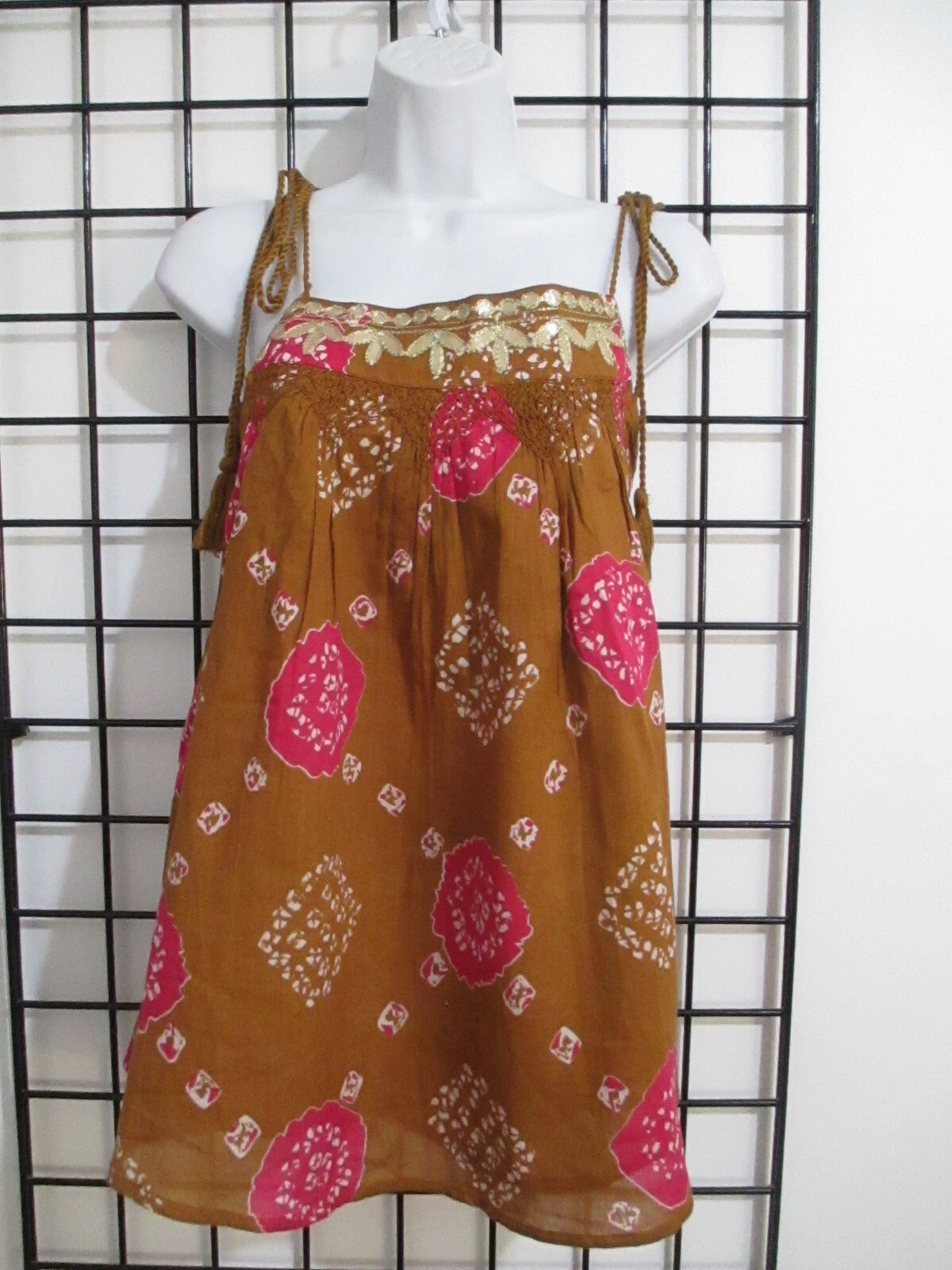 “NEW” ARTELIER NICOLE MILLER 🌸 MEDIUM==CUTE RUST / MELALLIC PRINT BLOUSE