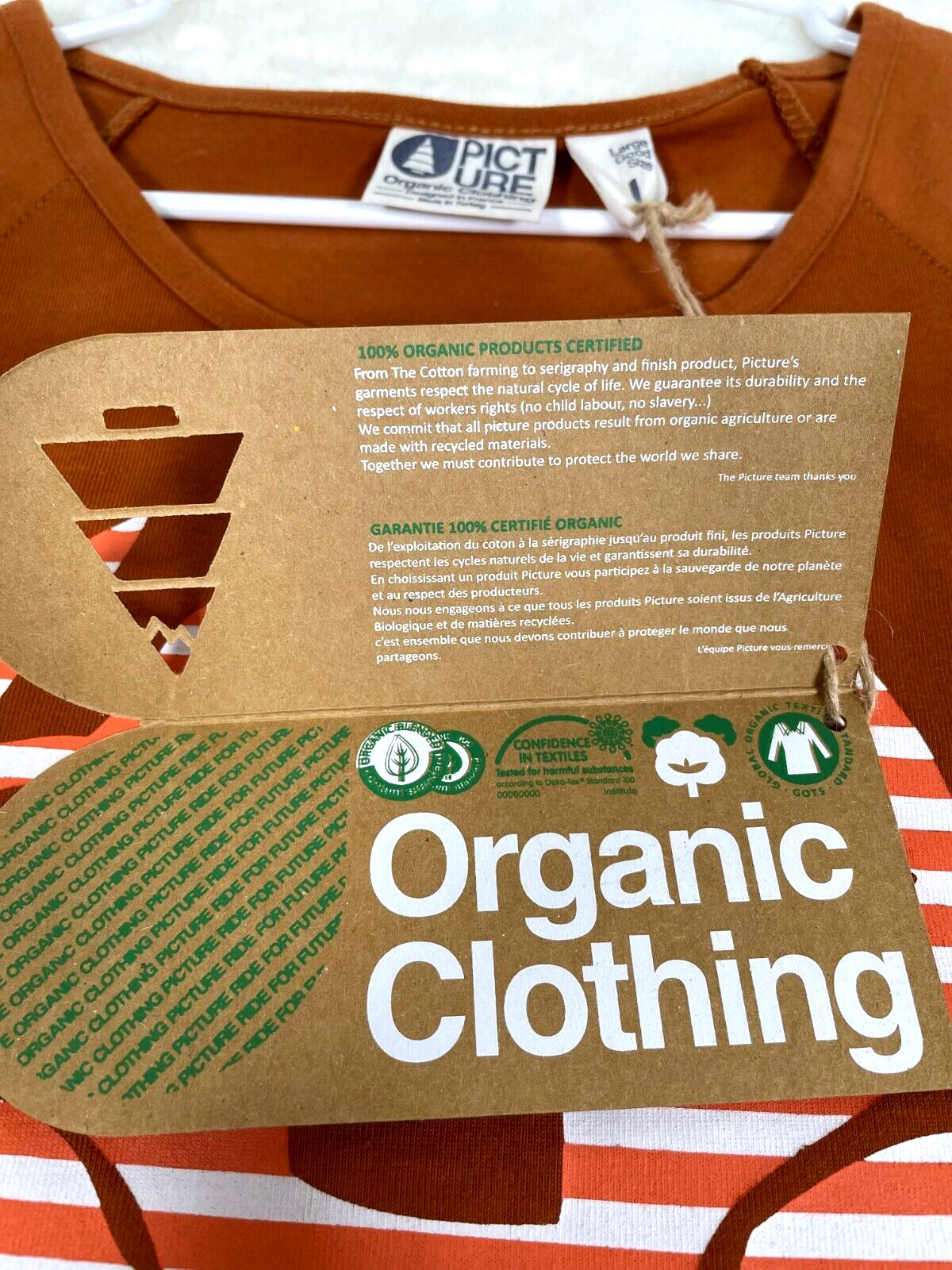 NWT Picture Organic Clothing Deer Animal Womens Tee Caramel Size Large