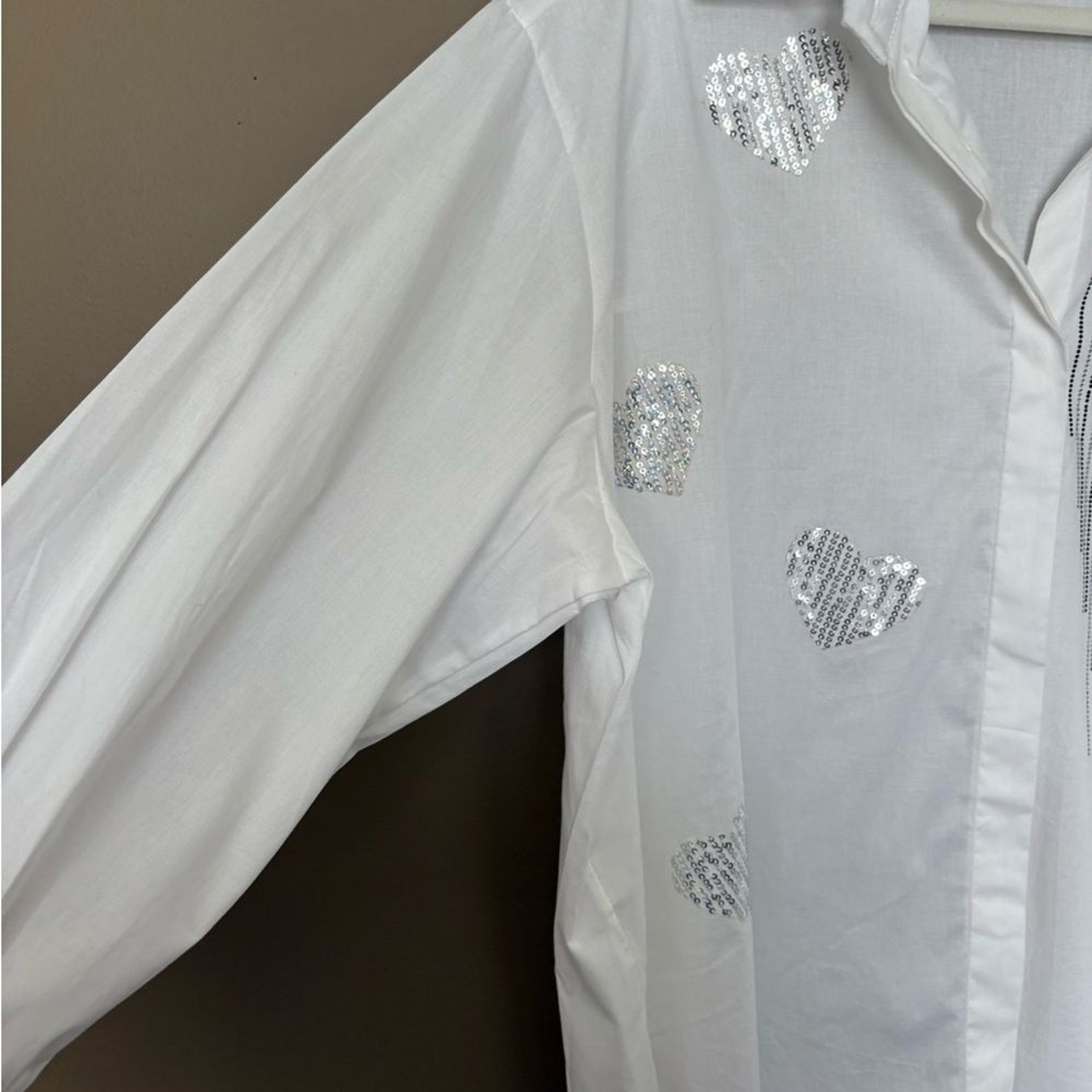 NWOT Made in Italy Love Sparkle Button Down Dress Shirt Womens XL Cotton