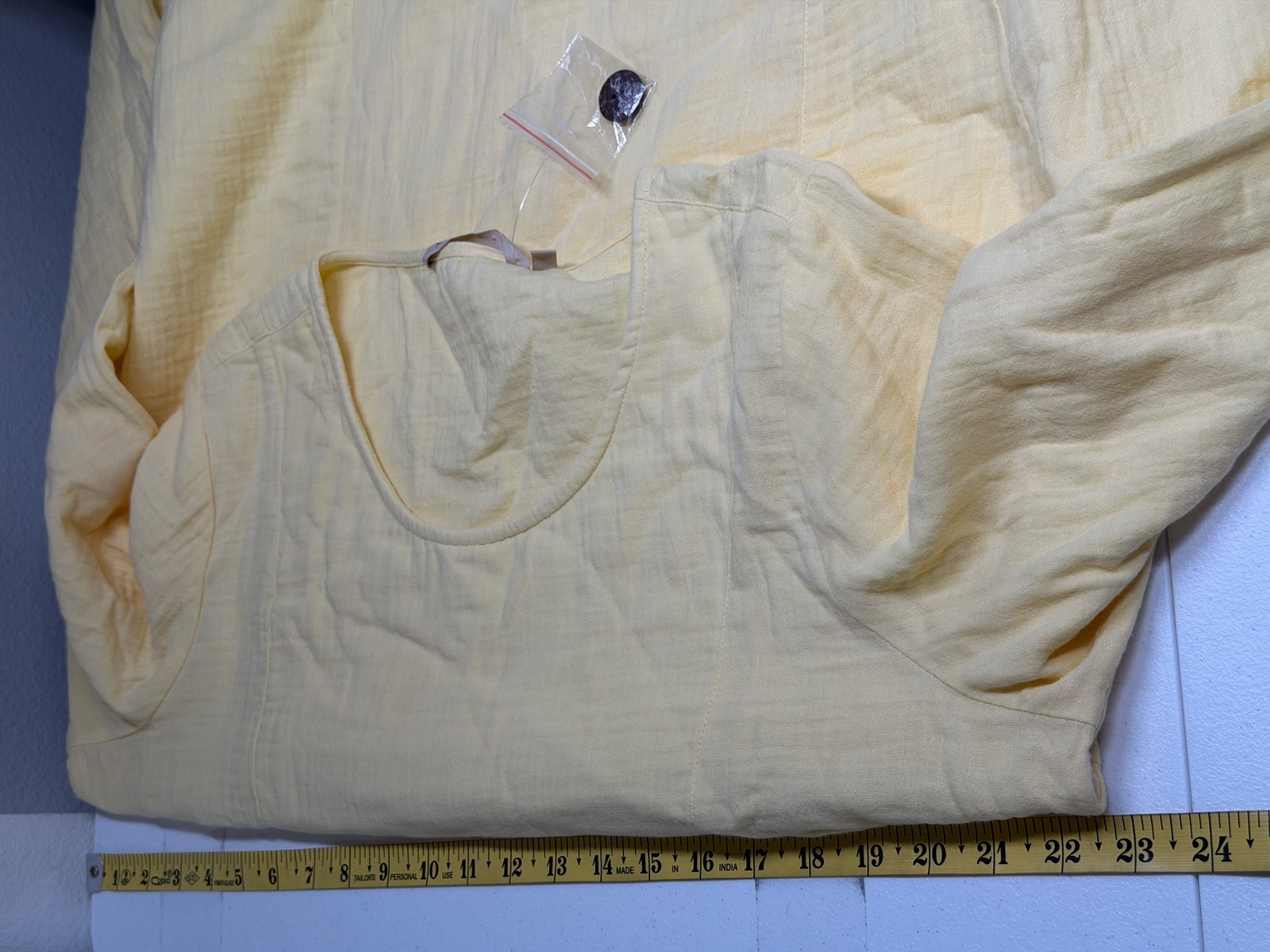 Soft Surroundings Top Womens Large Yellow Asymmetric Hem Boho Cotton Lagenlook