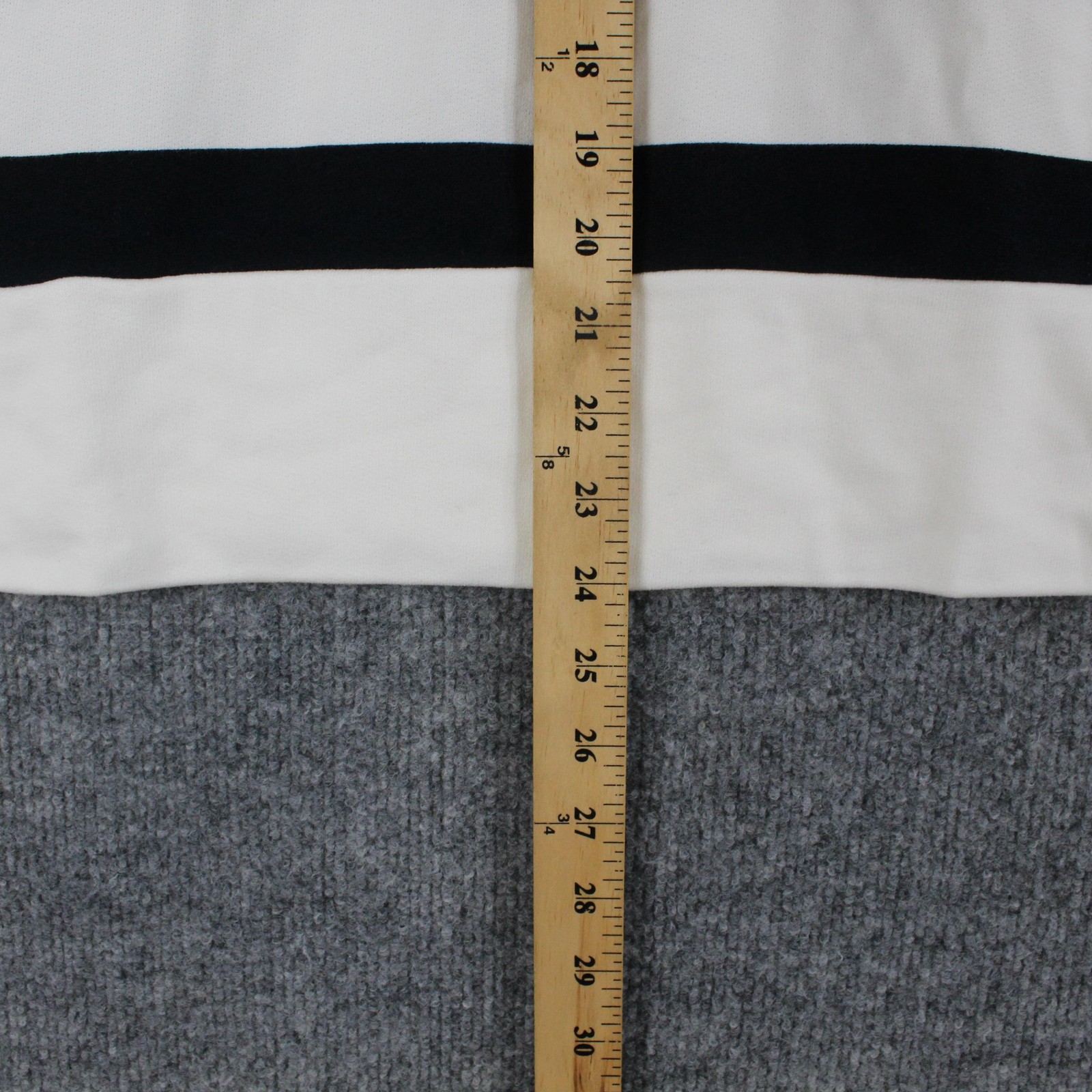 Aday Sweater Medium Stripe Polo Jersey Black White Half Zip Casual Travel Comfy