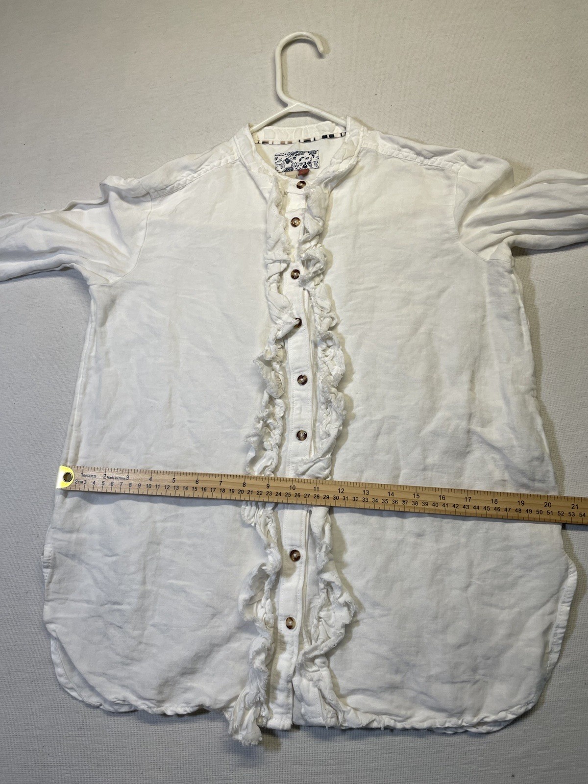 ANTHROPOLOGIE PILCRO Women’s Linen Blend Top Size XS OVERSIZED Ruffles Fringe