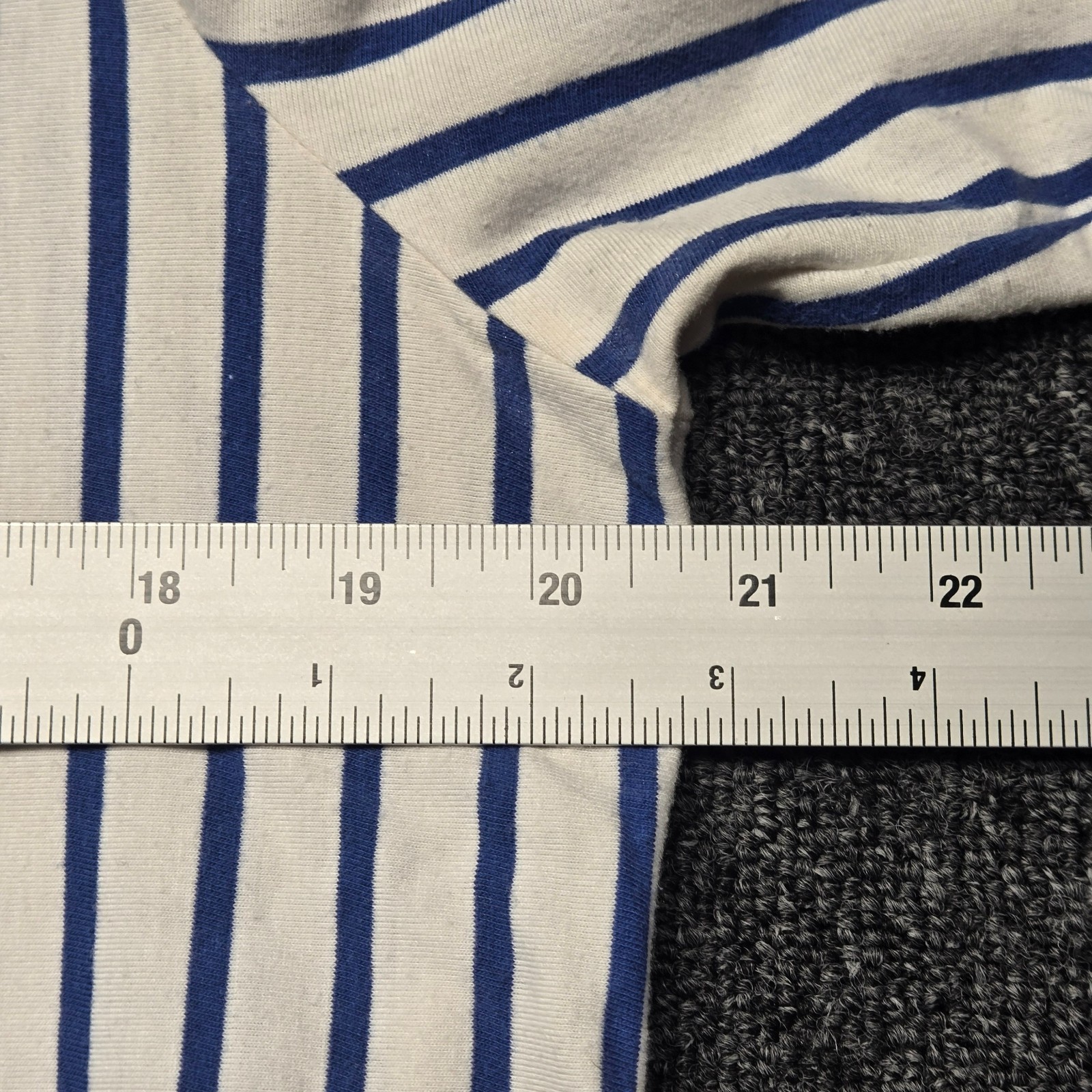 Moyabo Tunic Shirt Womens Large White Blue Stripe Half Zip 3 4 Roll Tab Sleeve